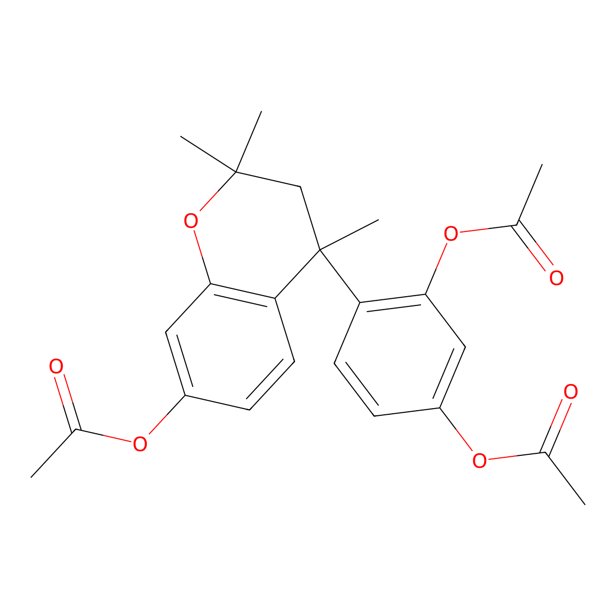 Acetic acid 5-acetoxy-2-(7-acetoxy-2,2,4-trimethyl-chroman-4-yl)-phenyl ester molecular structure, CAS 331269-94-4