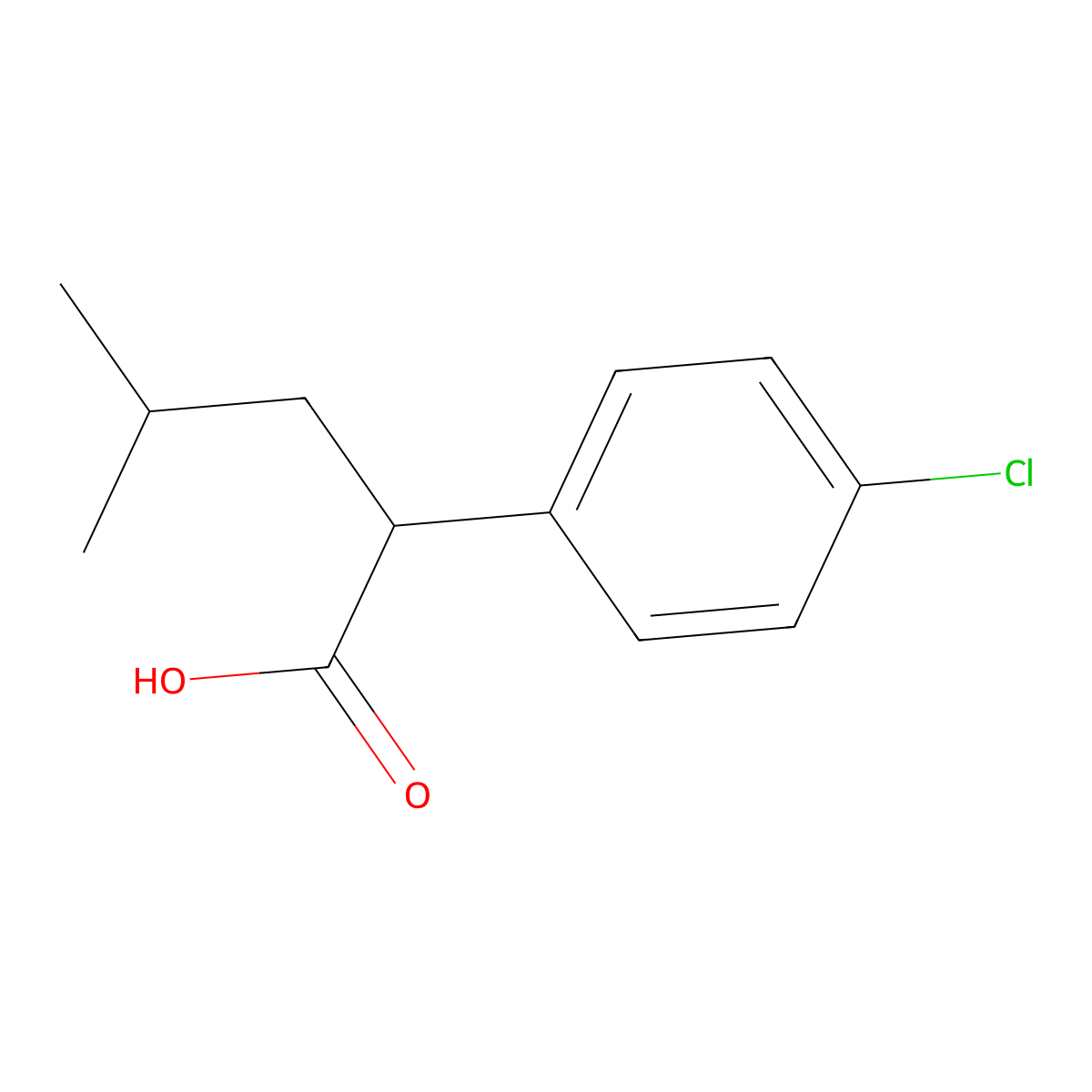 2-(4-Chlorophenyl)-4-methylpentanoic acid molecular structure, CAS 33127-05-8