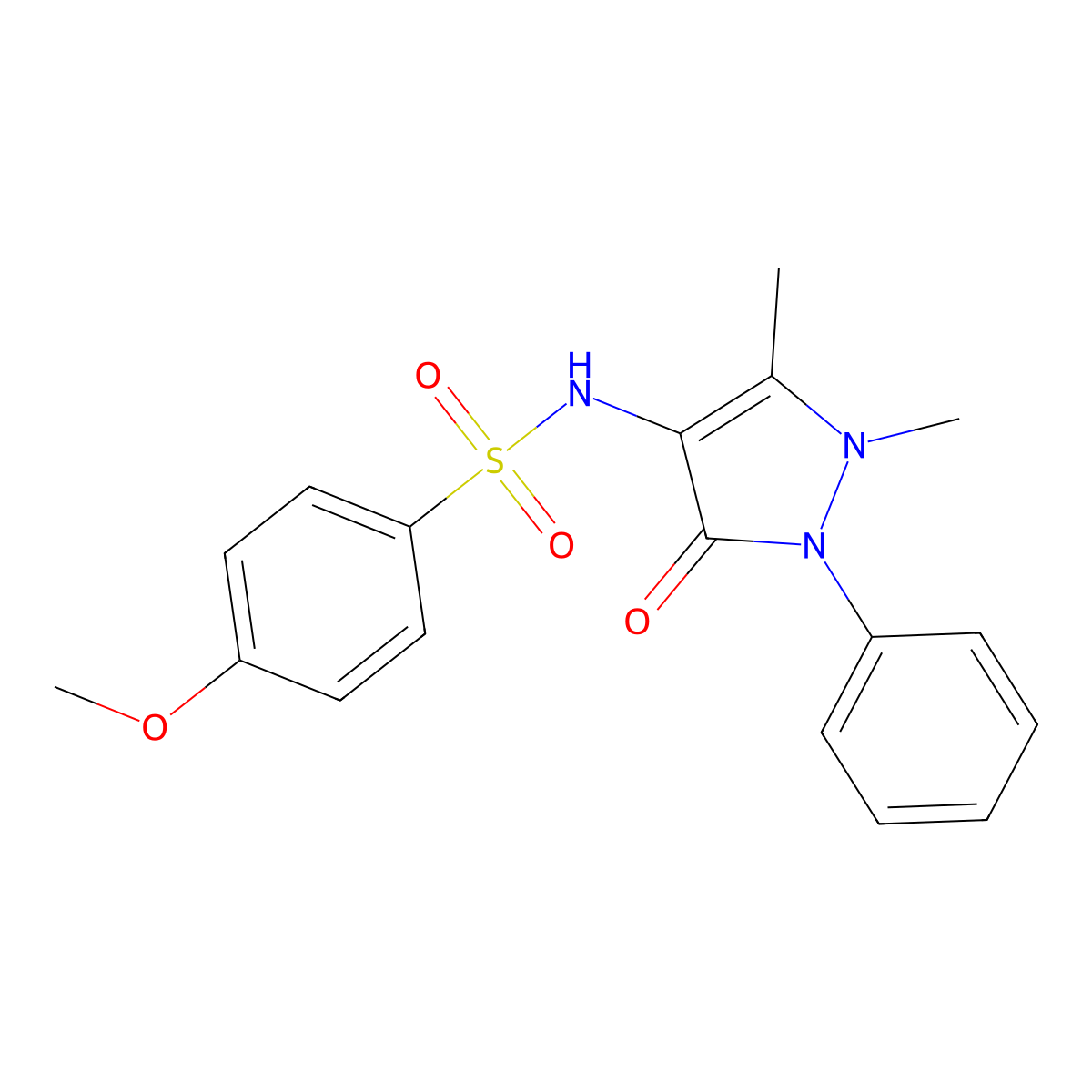 N-(1,5-dimethyl-3-oxo-2-phenyl-2,3-dihydro-1H-pyrazol-4-yl)-4-methoxybenzenesulfonamide molecular structure, CAS 331271-19-3