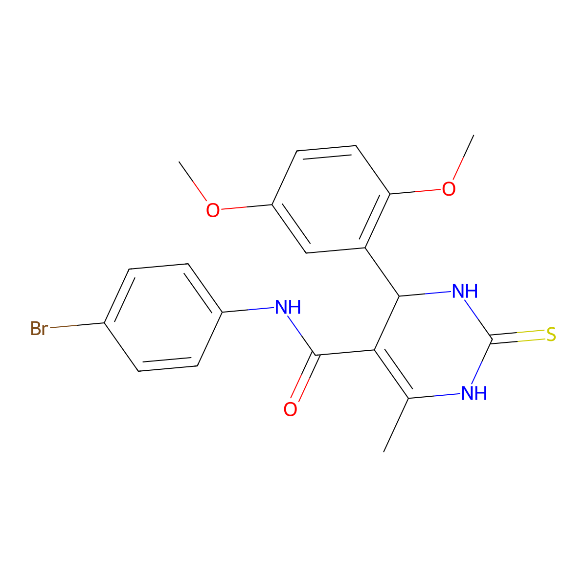 N-(4-bromophenyl)-4-(2,5-dimethoxyphenyl)-6-methyl-2-sulfanylidene-3,4-dihydro-1H-pyrimidine-5-carboxamide molecular structure, CAS 331272-49-2