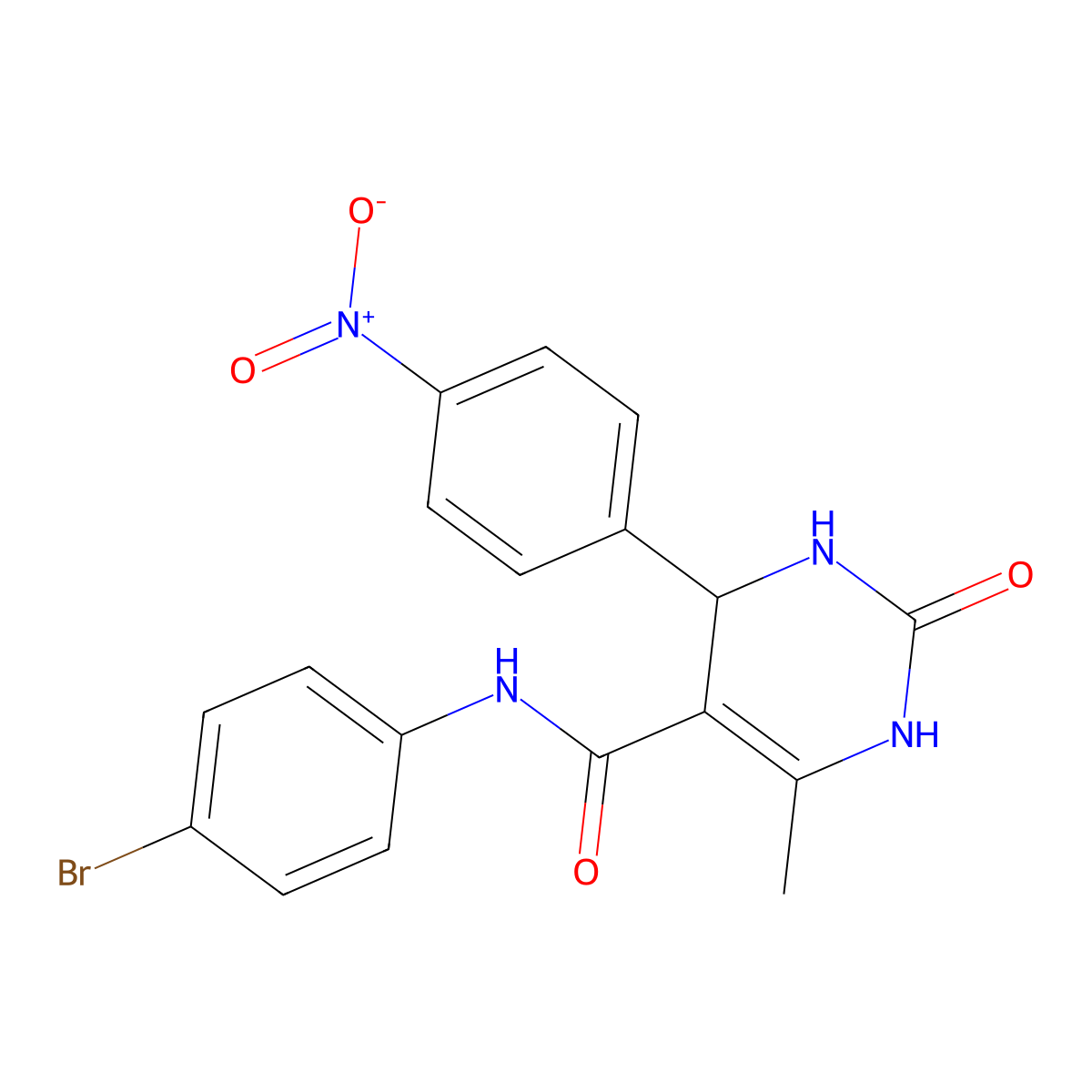 N-(4-bromophenyl)-4-{4-nitrophenyl}-6-methyl-2-oxo-1,2,3,4-tetrahydropyrimidine-5-carboxamide molecular structure, CAS 331272-61-8