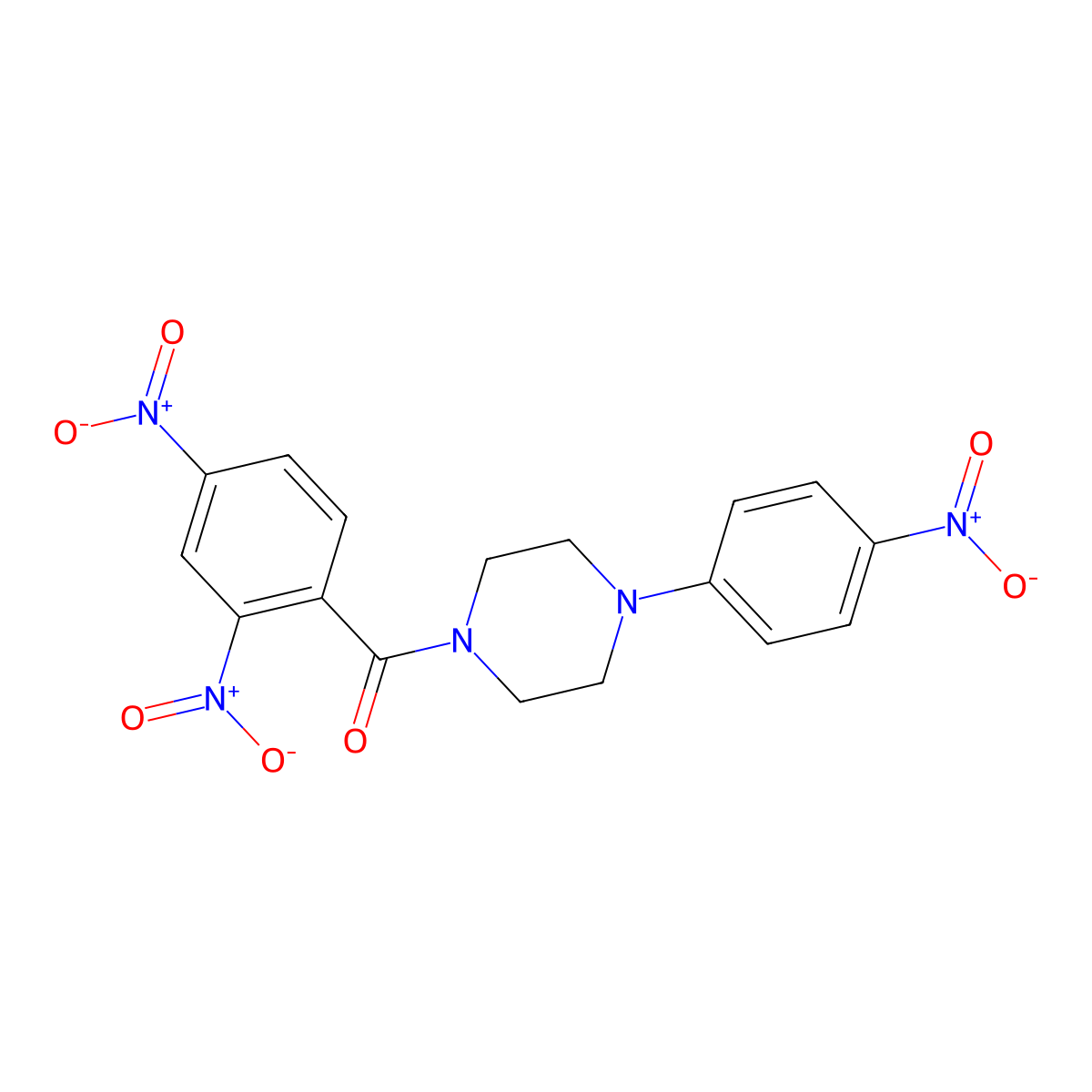 (2,4-Dinitrophenyl)-[4-(4-nitrophenyl)piperazin-1-yl]methanone molecular structure, CAS 331274-63-6