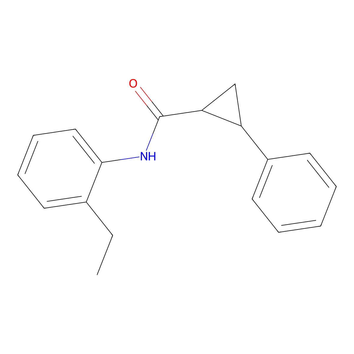 N-(2-ethylphenyl)-2-phenylcyclopropanecarboxamide molecular structure, CAS 331274-68-1