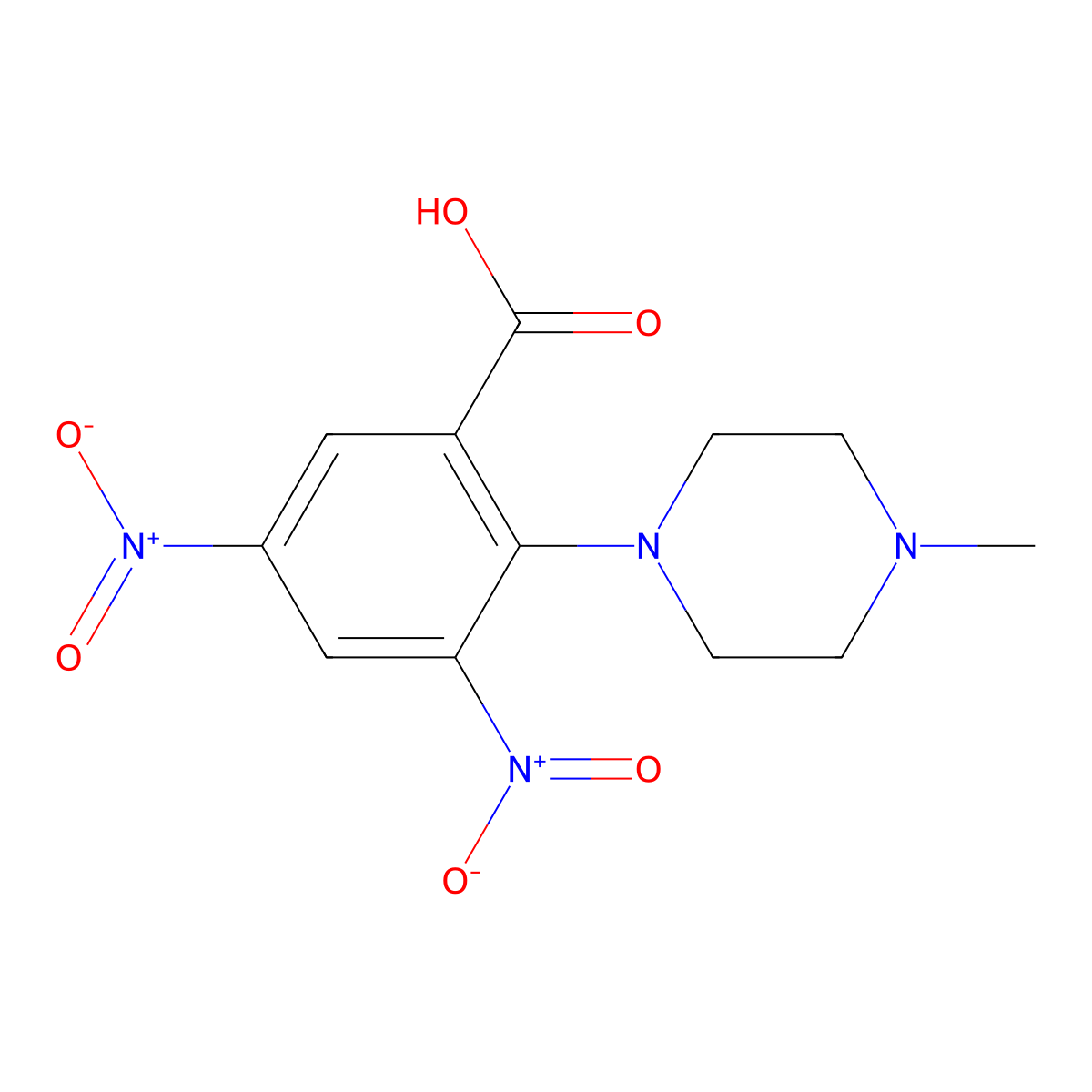 2-(4-Methylpiperazin-1-yl)-3,5-dinitrobenzoic acid molecular structure, CAS 331274-79-4