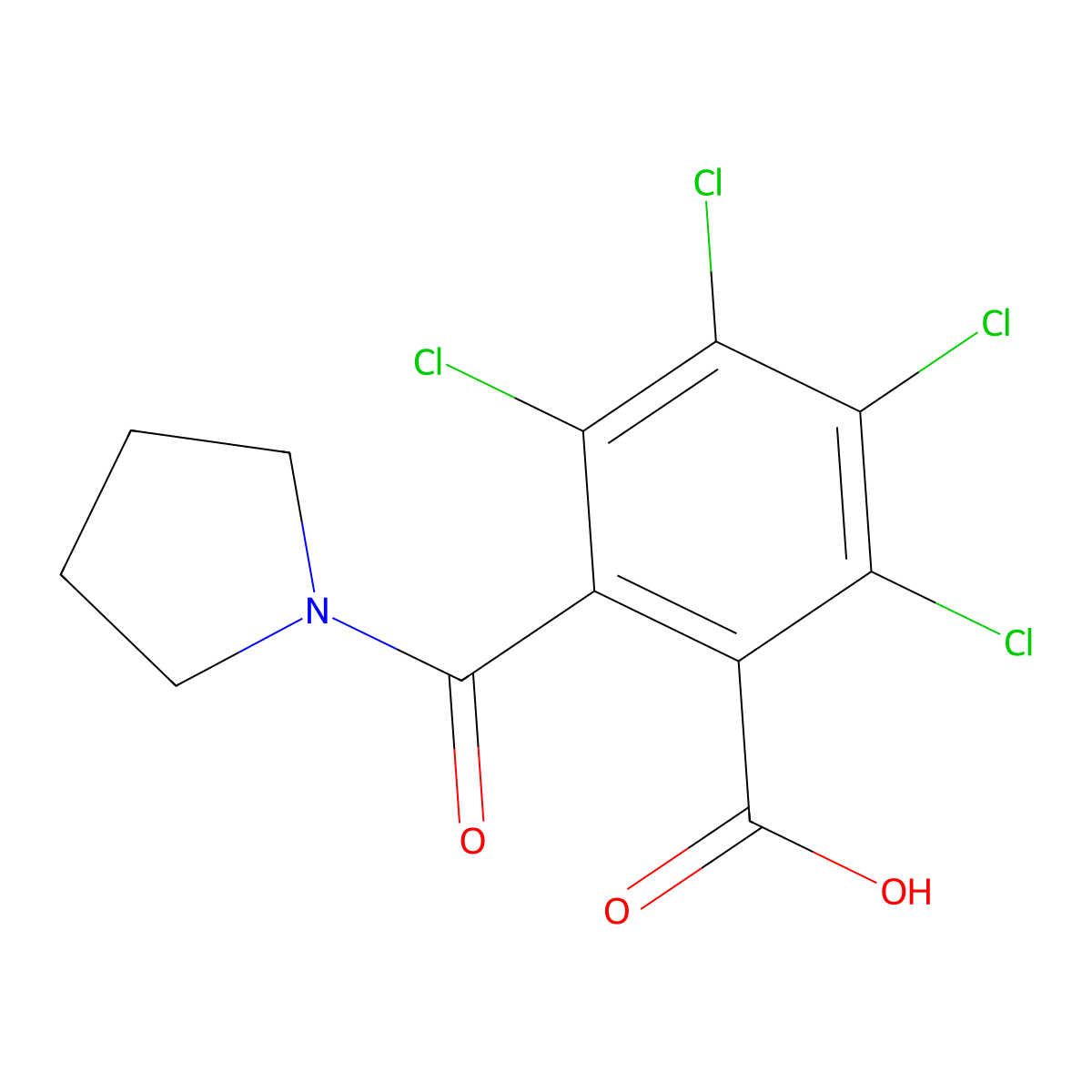 2,3,4,5-Tetrachloro-6-(pyrrolidine-1-carbonyl)benzoic acid molecular structure, CAS 331274-90-9