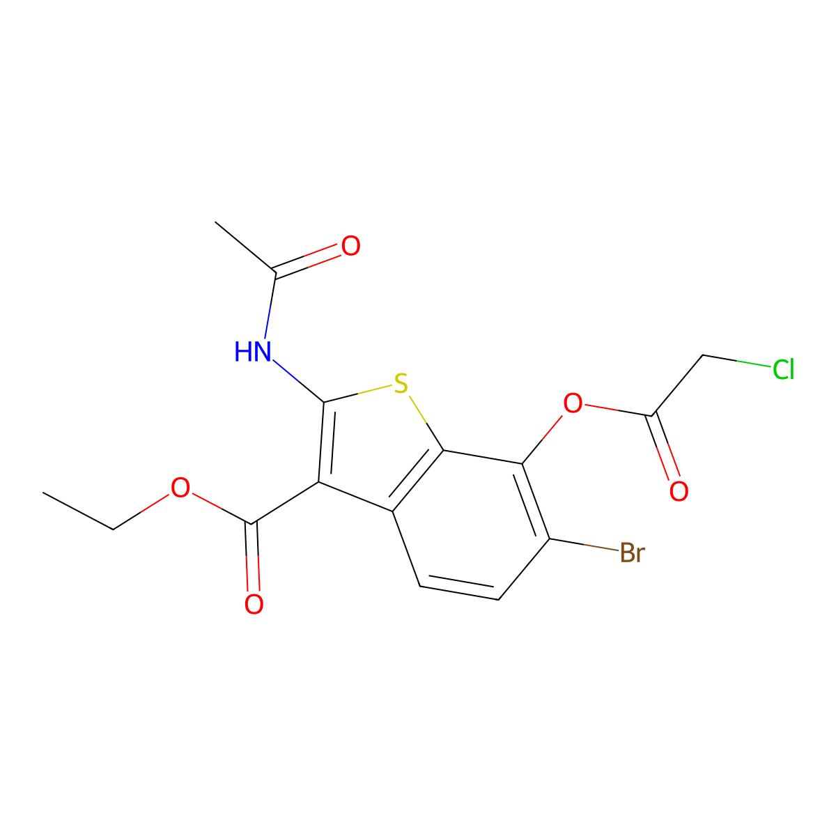 Ethyl 2-(acetylamino)-6-bromo-7-[(chloroacetyl)oxy]-1-benzothiophene-3-carboxylate molecular structure, CAS 331275-45-7