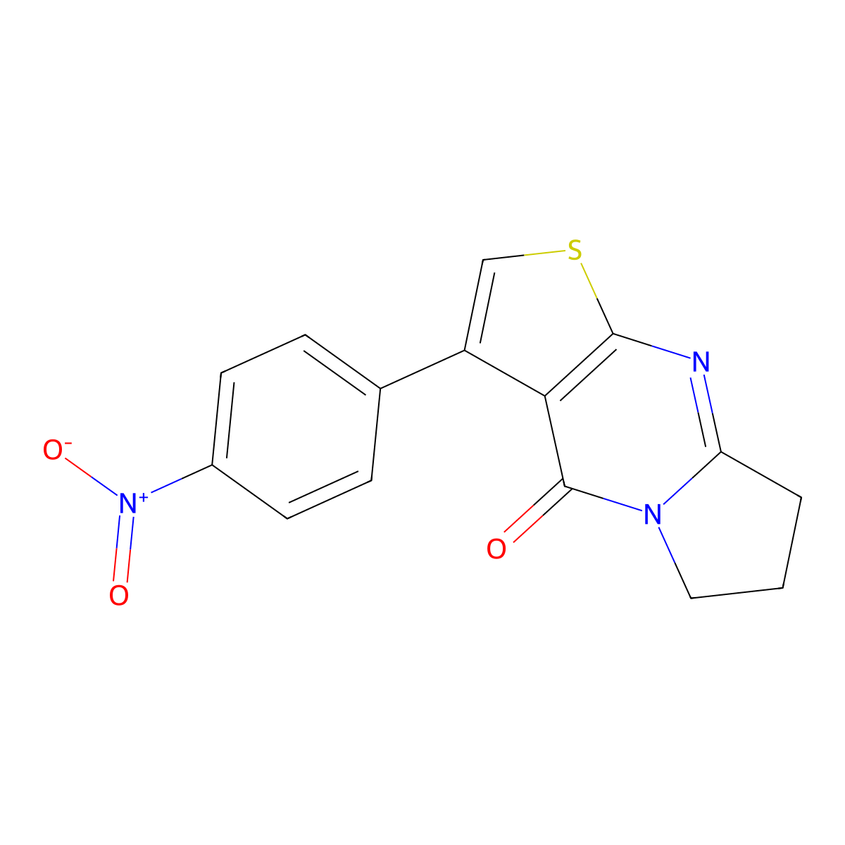 3-(4-nitrophenyl)-7,8-dihydropyrrolo[1,2-a]thieno[2,3-d]pyrimidin-4(6H)-one molecular structure, CAS 331275-50-4