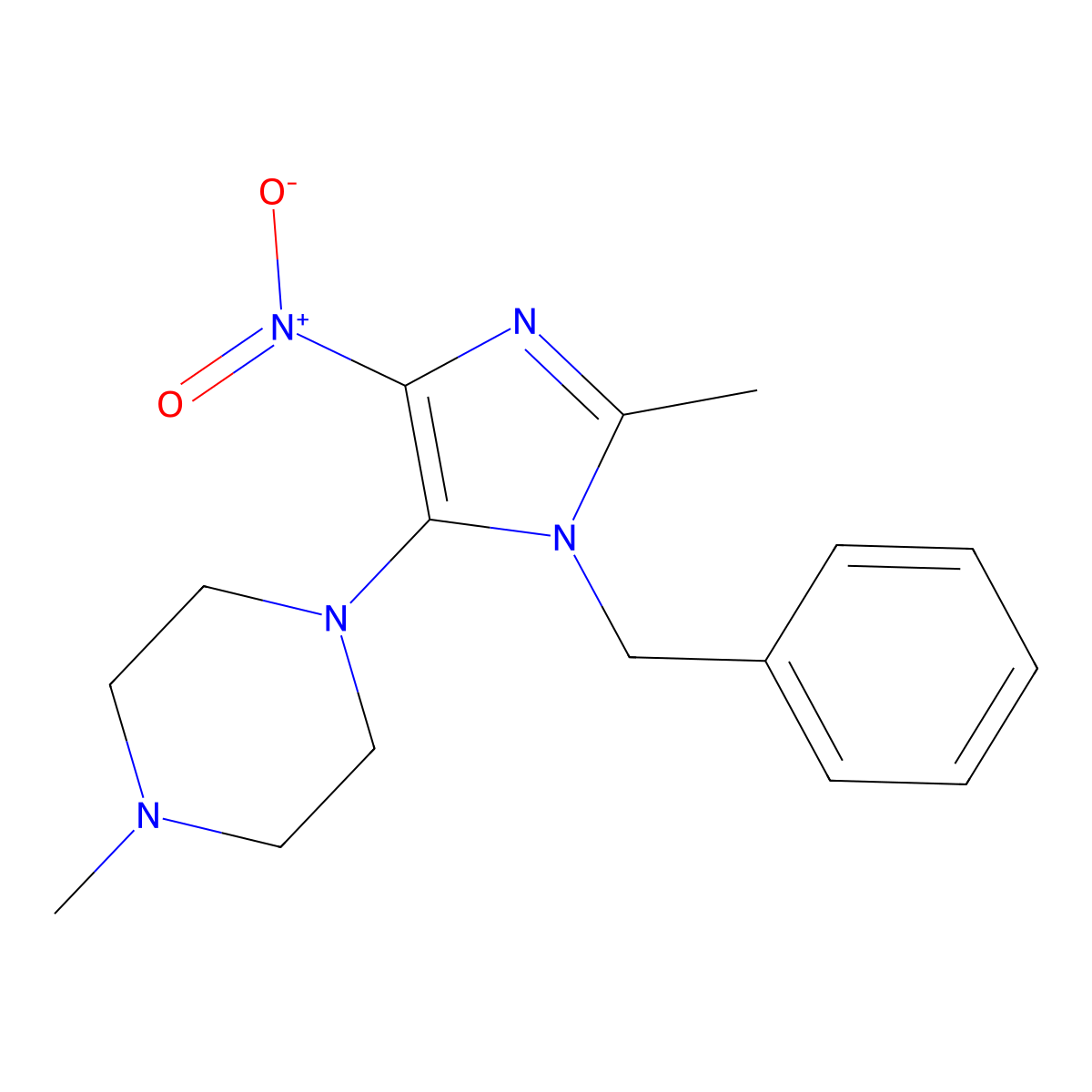 1-(3-Benzyl-2-methyl-5-nitroimidazol-4-yl)-4-methylpiperazine molecular structure, CAS 331275-98-0