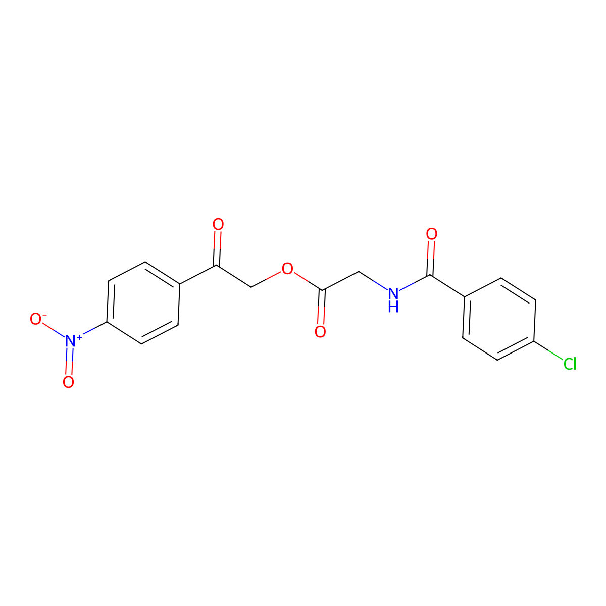 2-{4-Nitrophenyl}-2-oxoethyl [(4-chlorobenzoyl)amino]acetate molecular structure, CAS 331277-17-9