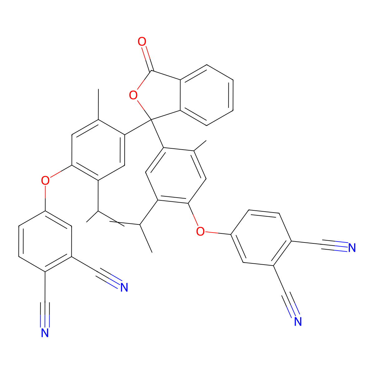 4-[4-[1-[4-(3,4-Dicyanophenoxy)-2-methyl-5-propan-2-ylphenyl]-3-oxo-2-benzofuran-1-yl]-5-methyl-2-propan-2-ylphenoxy]benzene-1,2-dicarbonitrile molecular structure, CAS 331277-26-0
