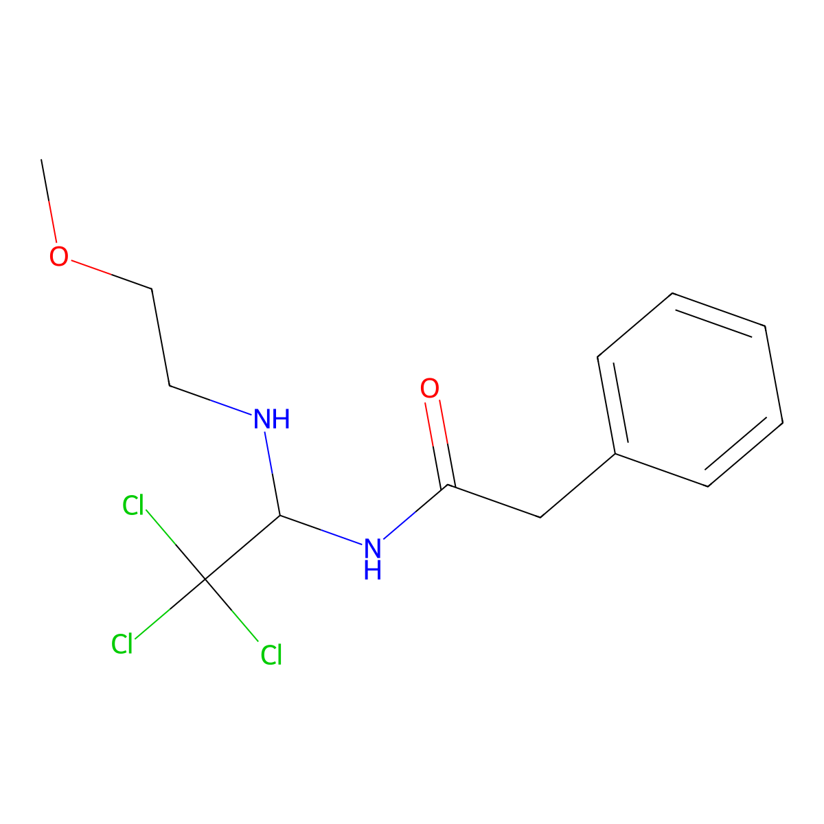 2-phenyl-N-[2,2,2-trichloro-1-(2-methoxyethylamino)ethyl]acetamide molecular structure, CAS 331277-83-9