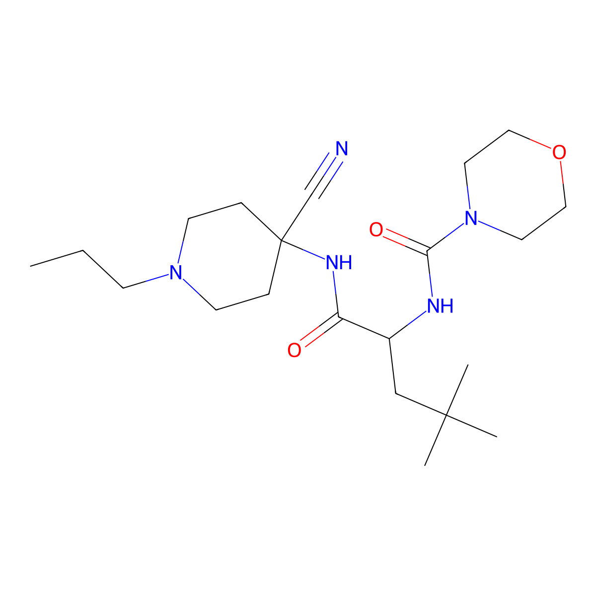 (S)-N-[1-[(4-Cyano-1-propyl-4-piperidyl)amino]-4,4-dimethyl-1-oxo-2-pentyl]morpholine-4-carboxamide molecular structure, CAS 331278-83-2