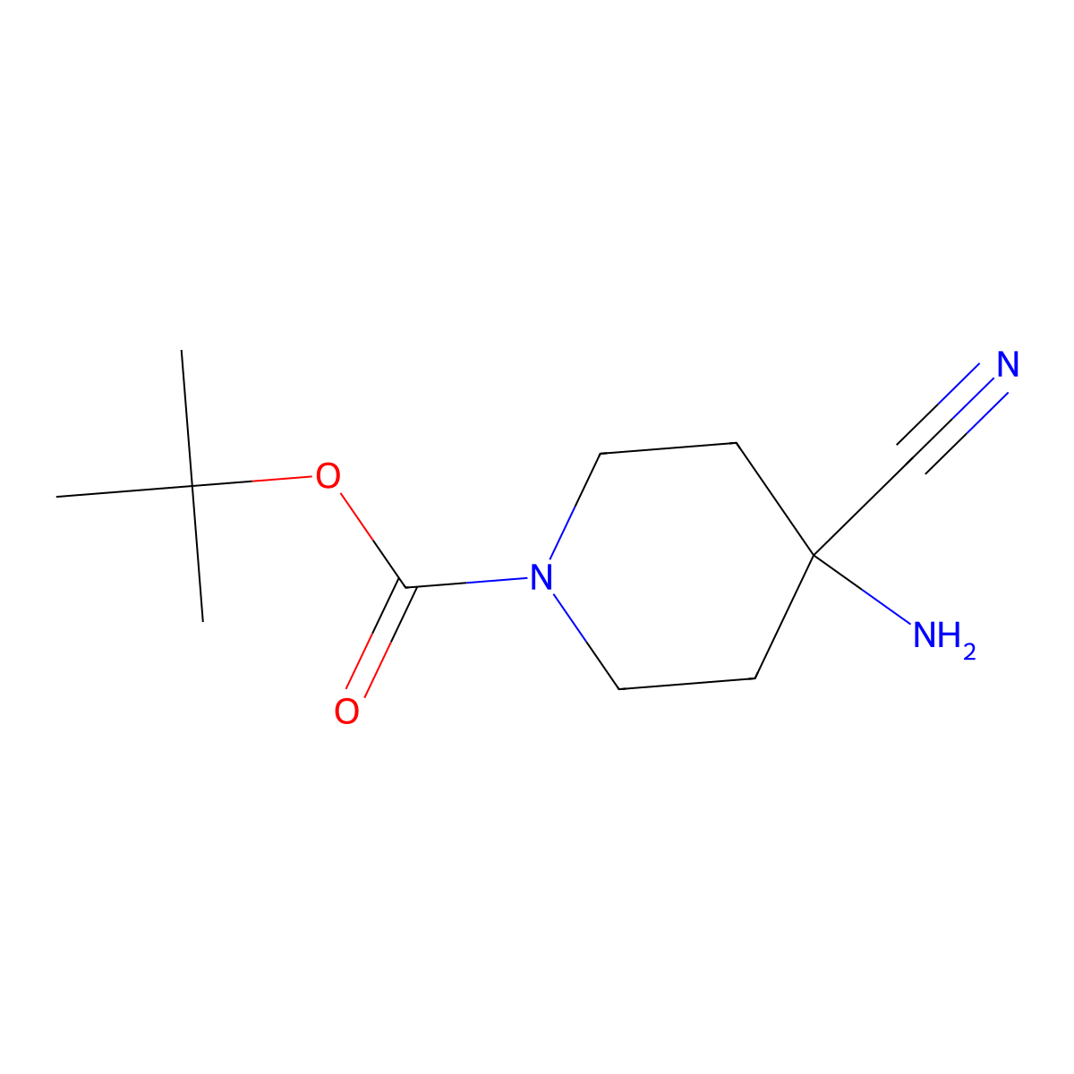 tert-Butyl 4-amino-4-cyanopiperidine-1-carboxylate molecular structure, CAS 331281-25-5