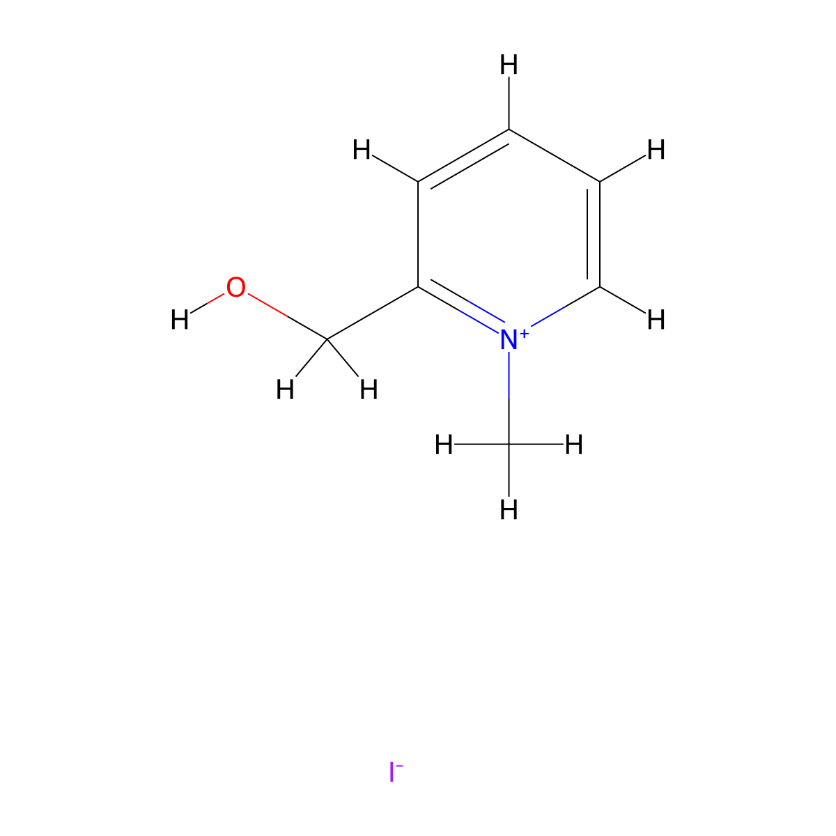 Pyridinium, 2-(hydroxymethyl)-1-methyl-, iodide molecular structure, CAS 3313-51-7