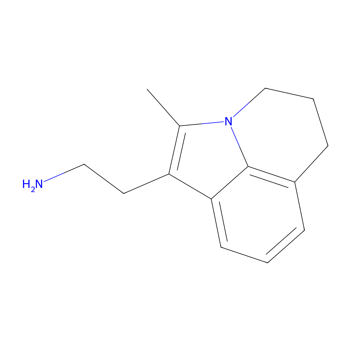 2-(2-Methyl-5,6-dihydro-4H-pyrrolo[3,2,1-ij]quinolin-1-yl)ethanamine molecular structure, CAS 33131-92-9
