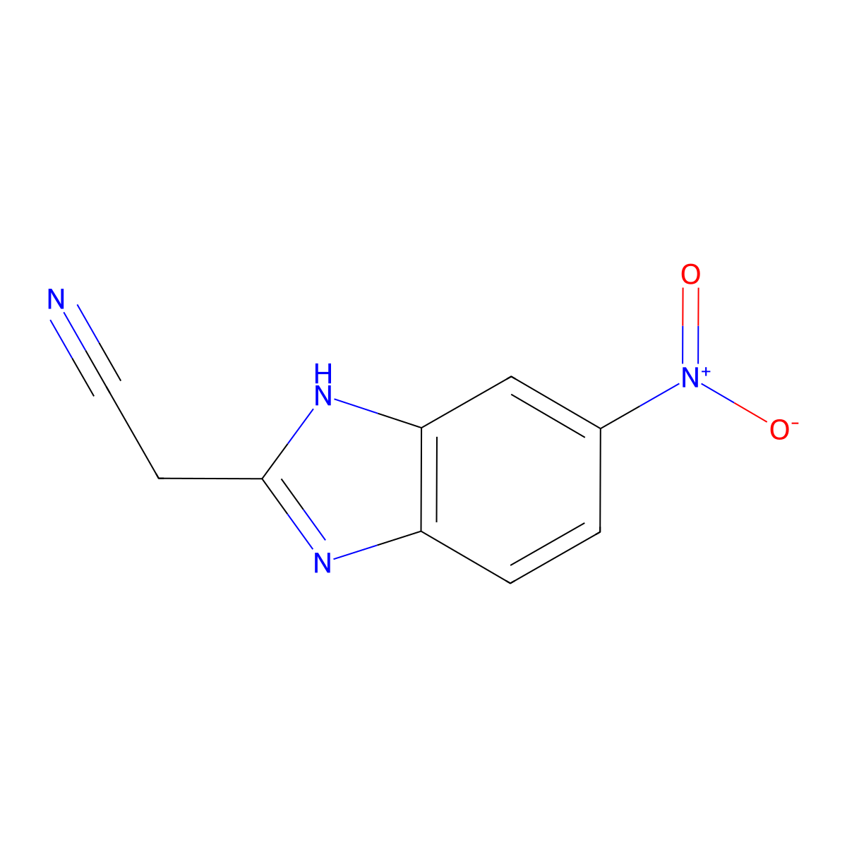 1H-Benzimidazole-2-acetonitrile, 5-nitro- molecular structure, CAS 33137-87-0