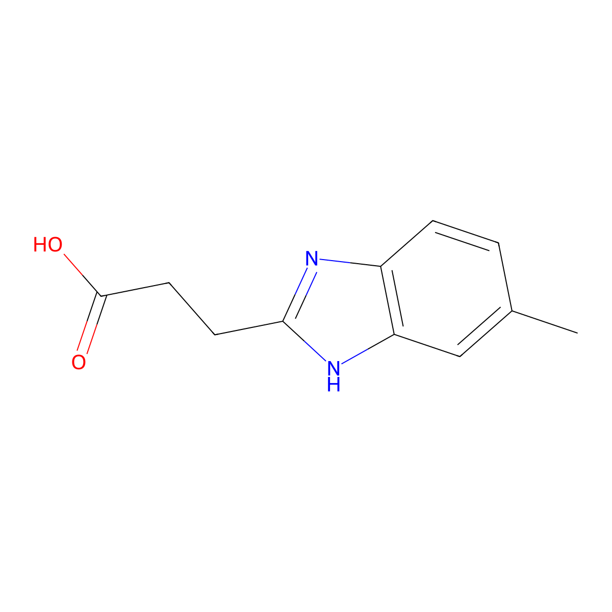 3-(5-Methyl-1H-benzoimidazol-2-yl)-propionic acid molecular structure, CAS 33138-04-4