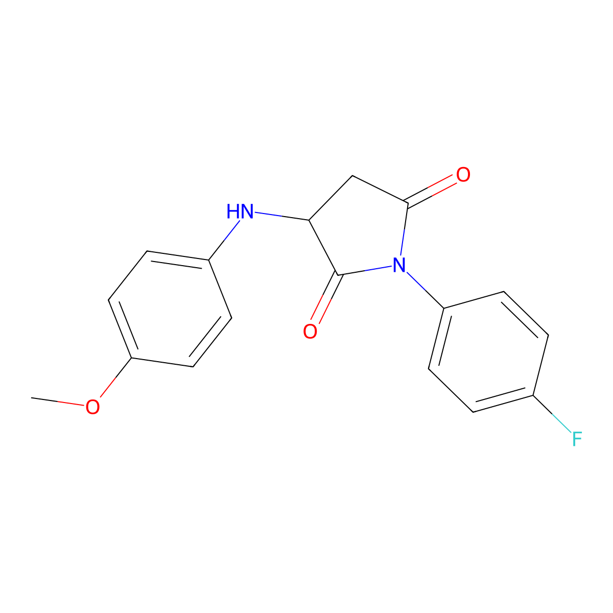 1-(4-Fluorophenyl)-3-[(4-methoxyphenyl)amino]azolidine-2,5-dione molecular structure, CAS 331416-20-7