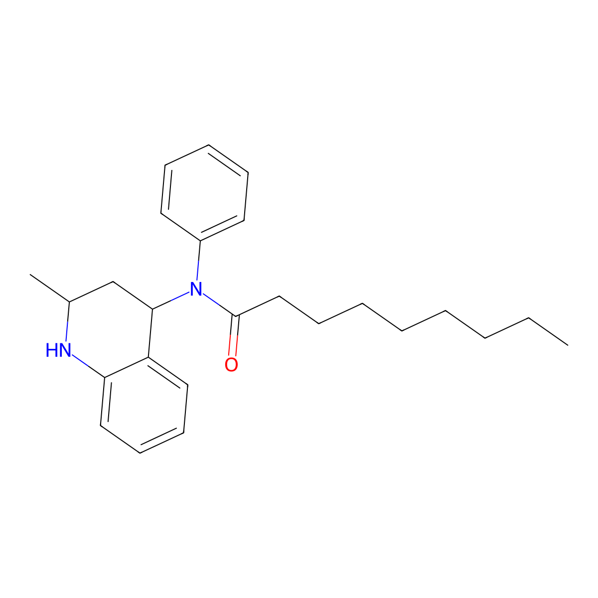 N-(2-methyl-1,2,3,4-tetrahydroquinolin-4-yl)-N-phenylnonanamide molecular structure, CAS 331416-98-9