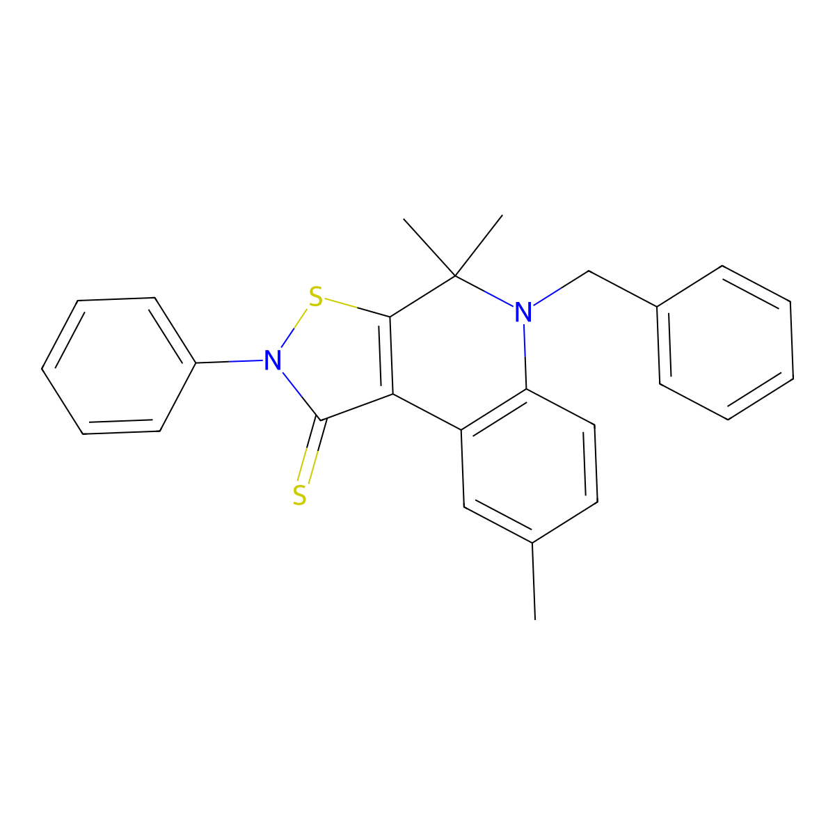 5-Benzyl-4,4,8-trimethyl-2-phenyl-[1,2]thiazolo[5,4-c]quinoline-1-thione molecular structure, CAS 331417-07-3