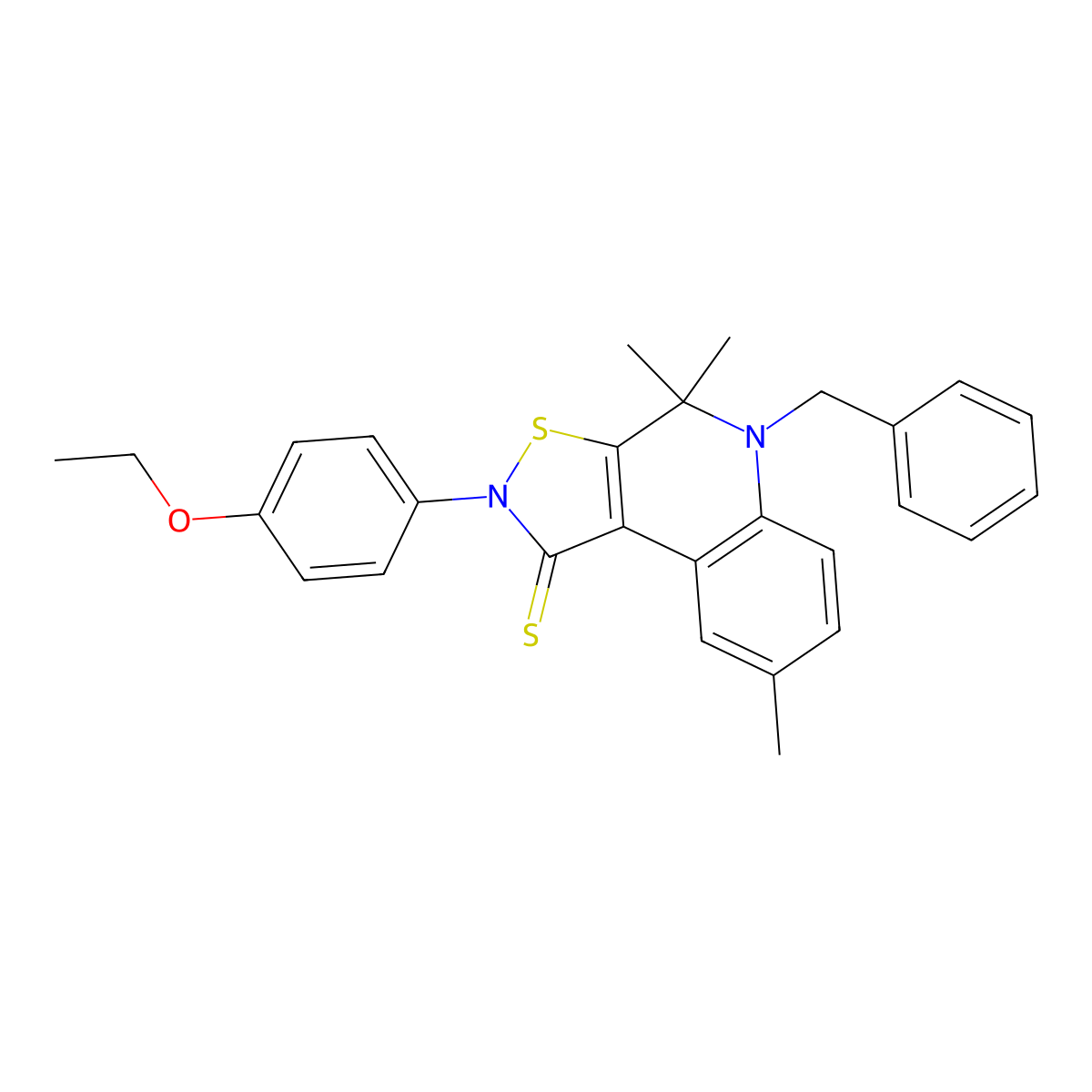 5-Benzyl-2-(4-ethoxyphenyl)-4,4,8-trimethyl-[1,2]thiazolo[5,4-c]quinoline-1-thione molecular structure, CAS 331417-11-9