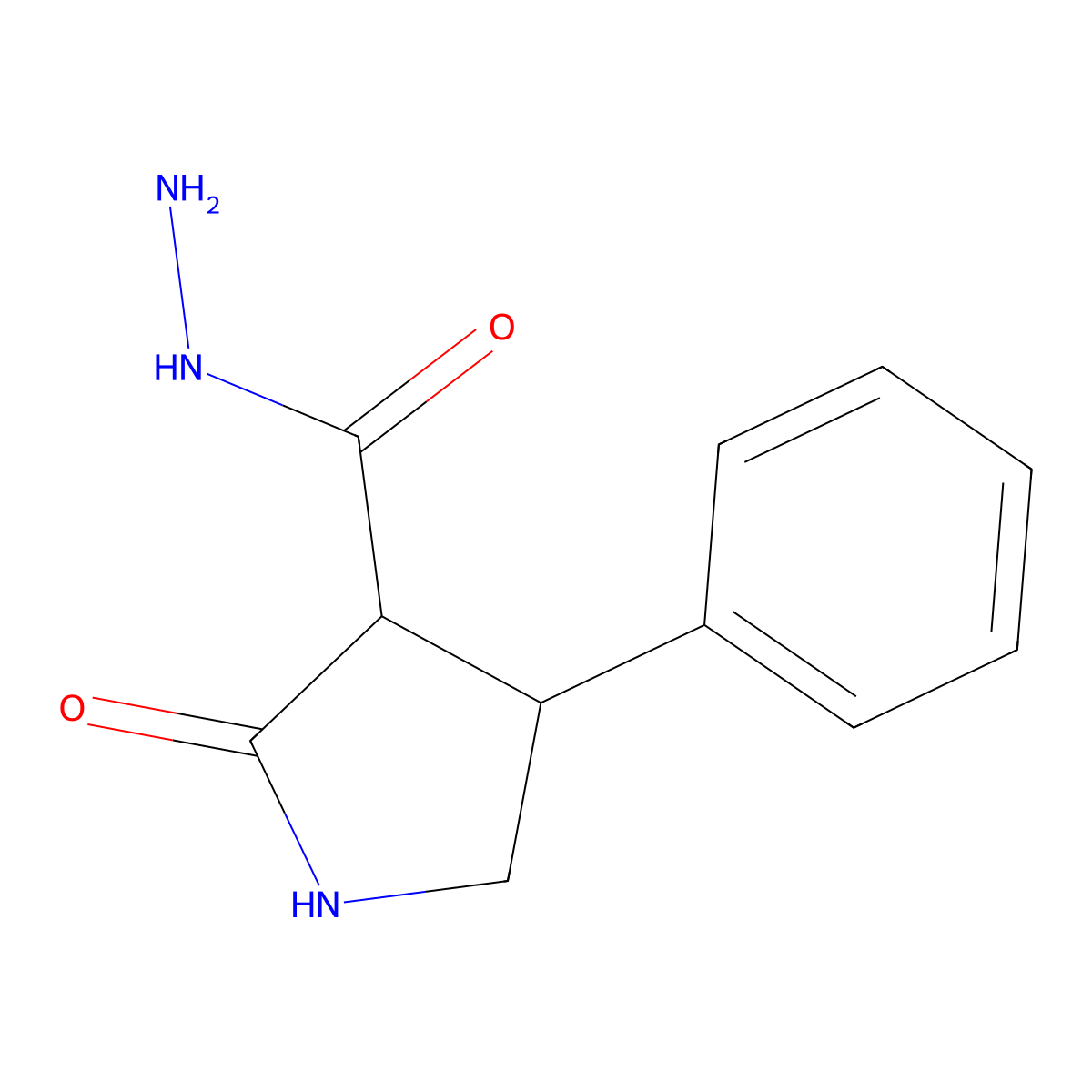 2-Oxo-4-phenyl-3-pyrrolidinecarbohydrazide molecular structure, CAS 331417-35-7