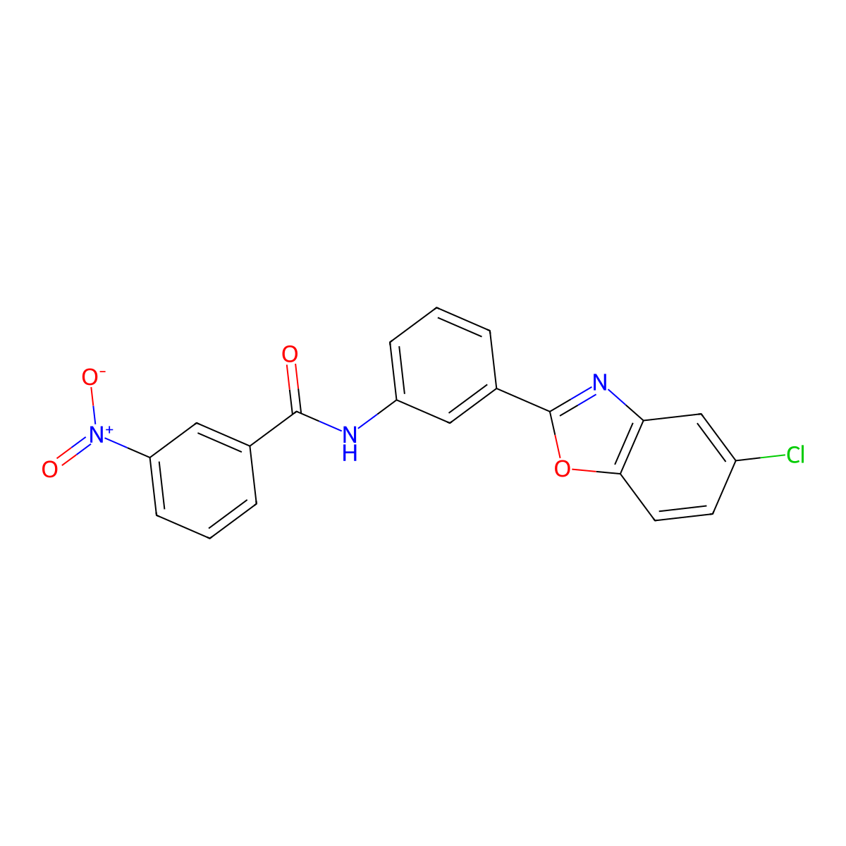 N-[3-(5-chloro-1,3-benzoxazol-2-yl)phenyl]-3-nitrobenzamide molecular structure, CAS 331417-84-6