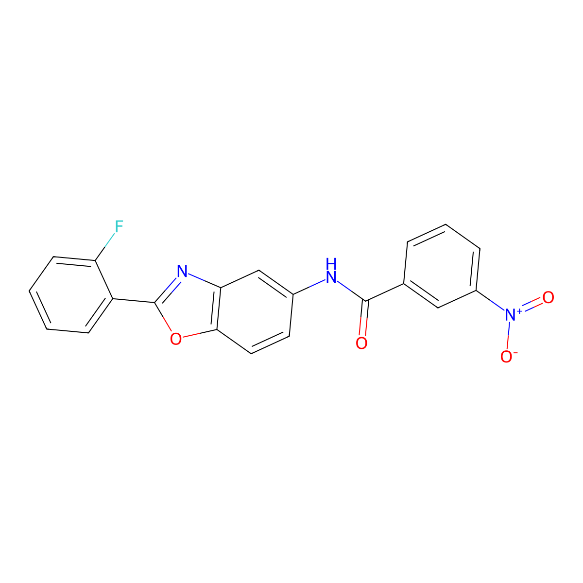 N-[2-(2-fluorophenyl)-1,3-benzoxazol-5-yl]-3-nitrobenzamide molecular structure, CAS 331417-86-8
