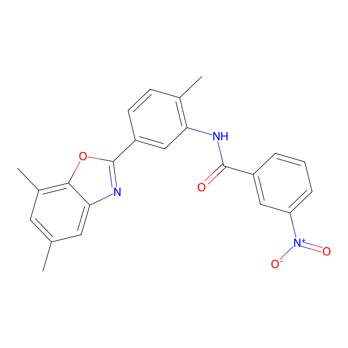 N-[5-(5,7-dimethyl-1,3-benzoxazol-2-yl)-2-methylphenyl]-3-nitrobenzamide molecular structure, CAS 331417-93-7