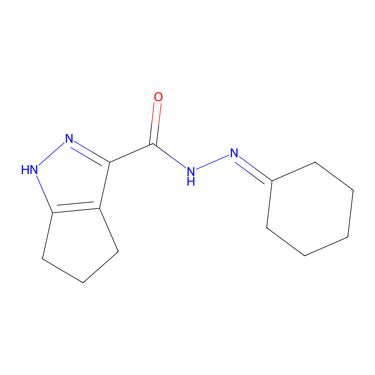 N'-cyclohexylidene-1,4,5,6-tetrahydrocyclopenta[c]pyrazole-3-carbohydrazide molecular structure, CAS 331418-79-2