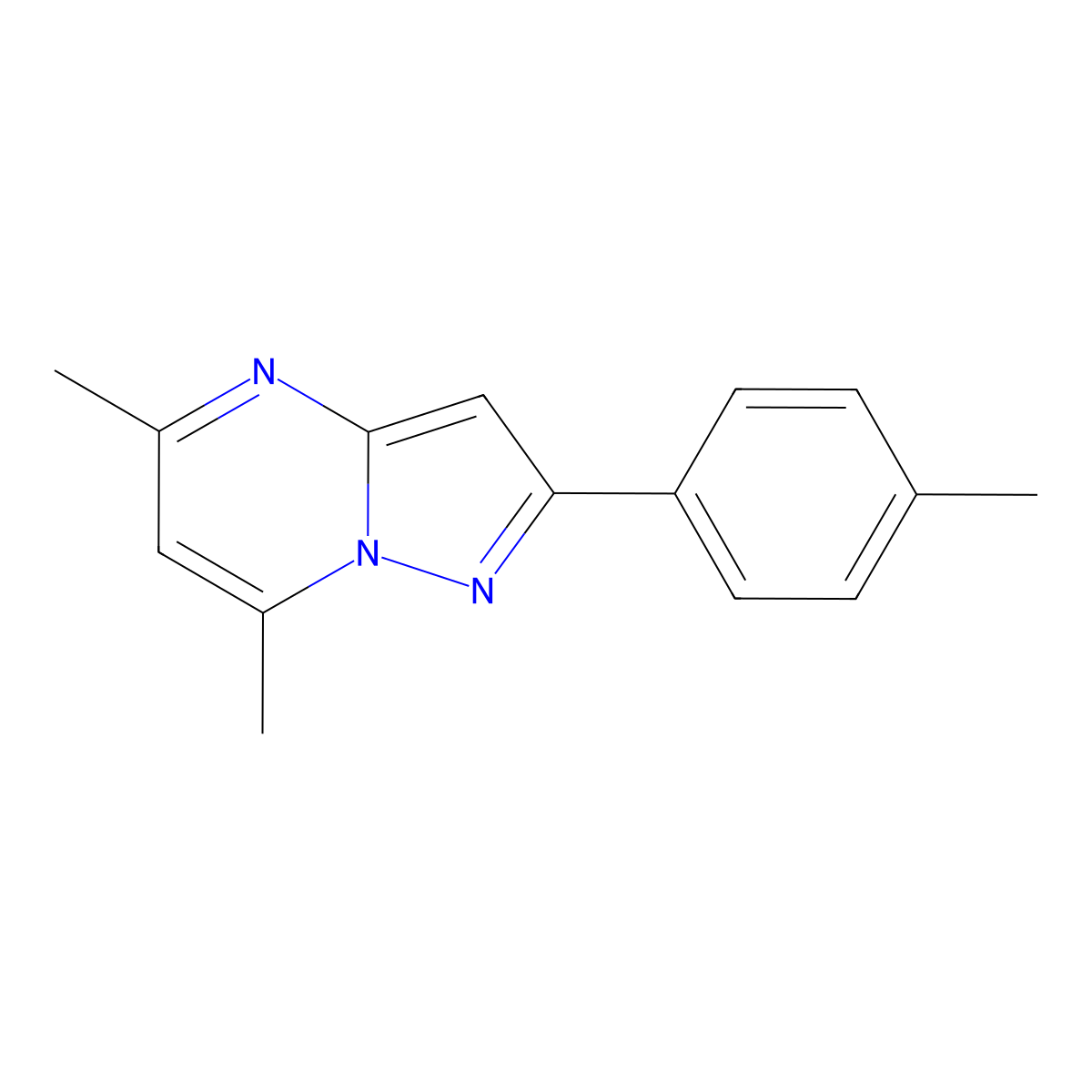 5,7-Dimethyl-2-(4-methylphenyl)pyrazolo[1,5-a]pyrimidine molecular structure, CAS 331422-54-9