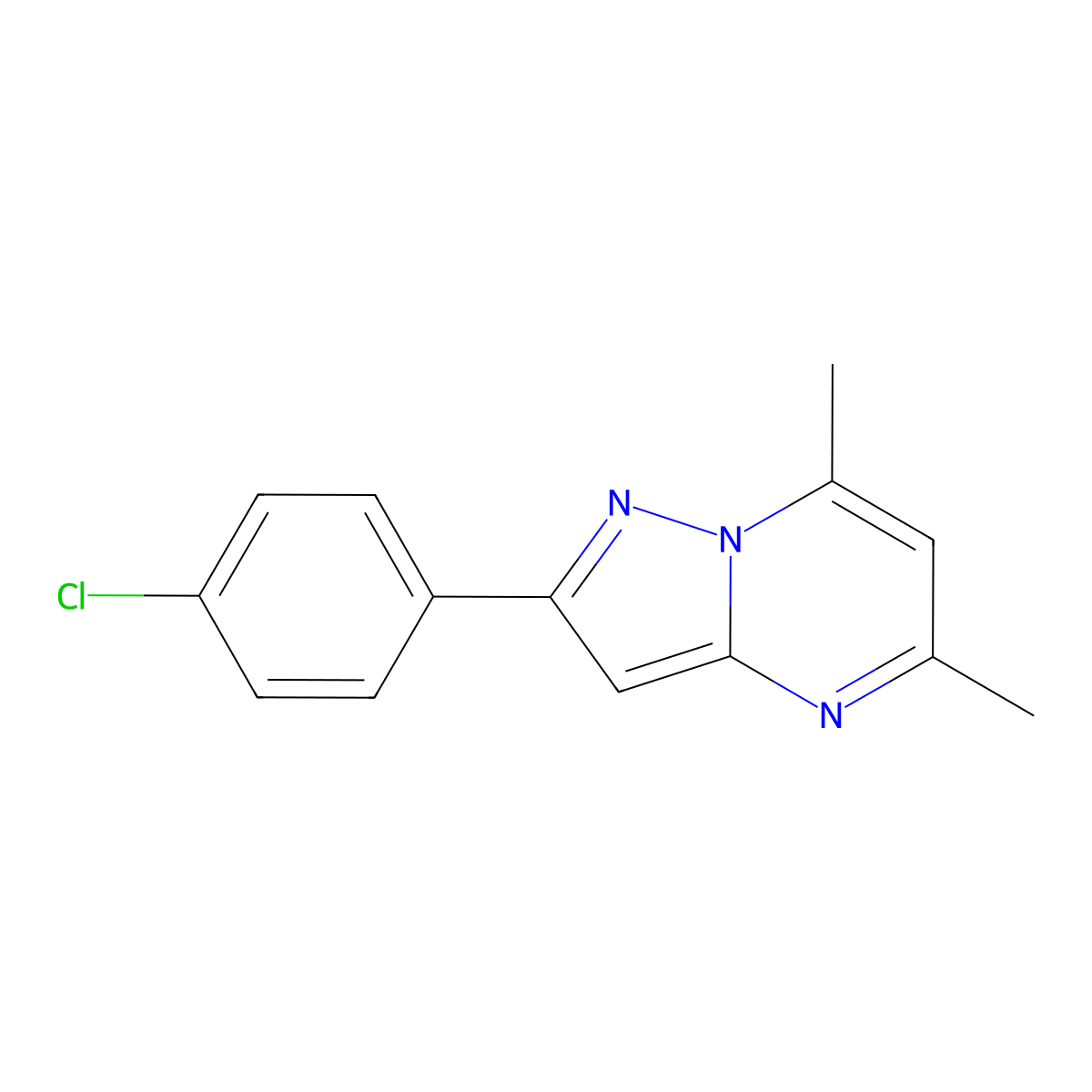 2-(4-Chlorophenyl)-5,7-dimethylpyrazolo[1,5-a]pyrimidine molecular structure, CAS 331422-58-3
