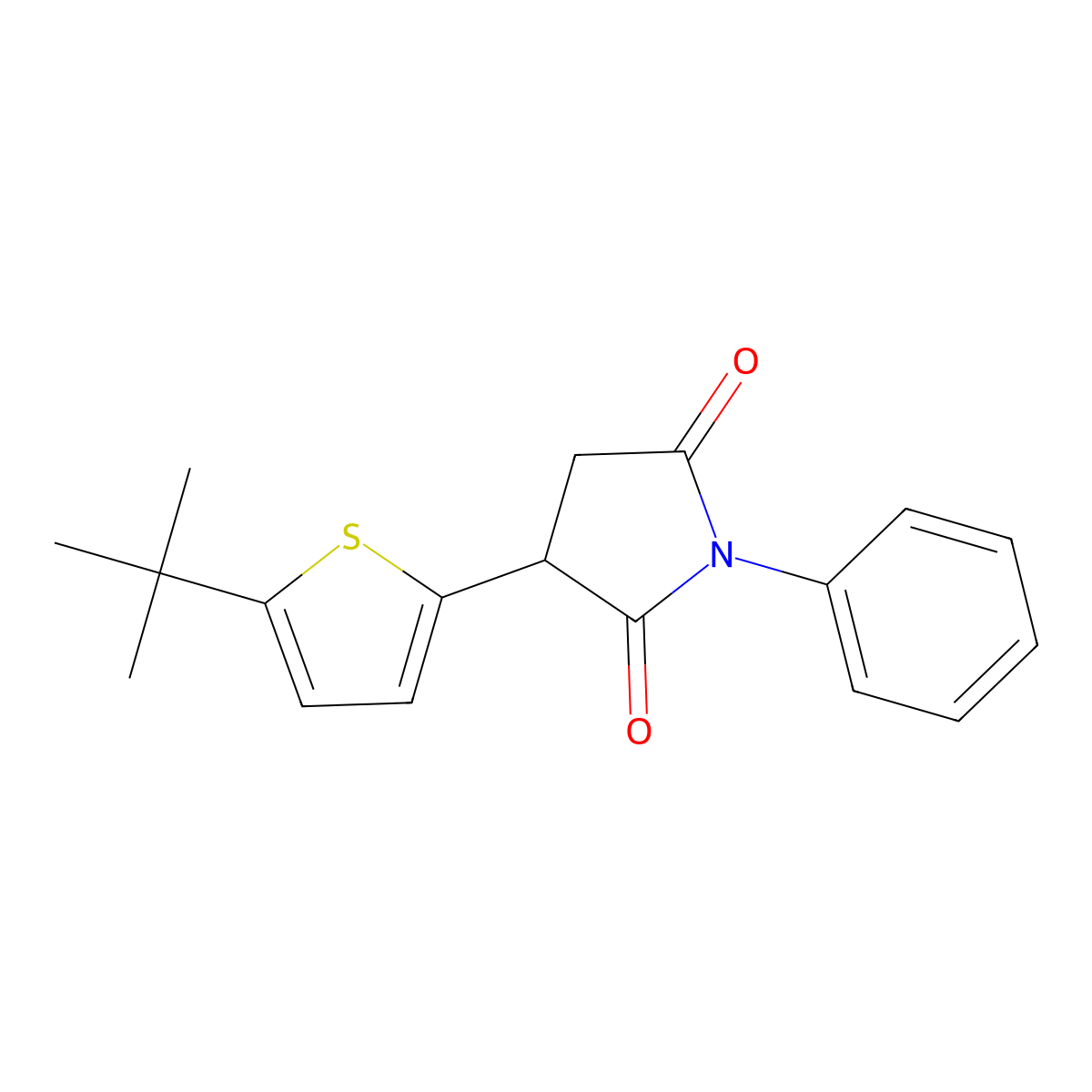 2,5-Pyrrolidinedione, 3-[5-(1,1-dimethylethyl)-2-thienyl]-1-phenyl- molecular structure, CAS 331422-76-5