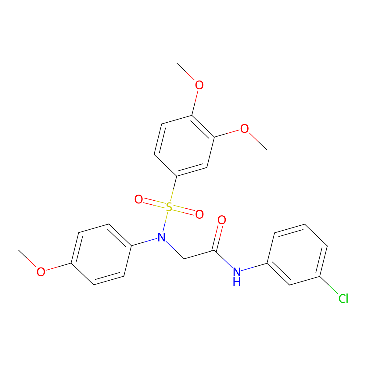 N-(3-chlorophenyl)-2-(N-(3,4-dimethoxyphenyl)sulfonyl-4-methoxyanilino)acetamide molecular structure, CAS 331426-63-2