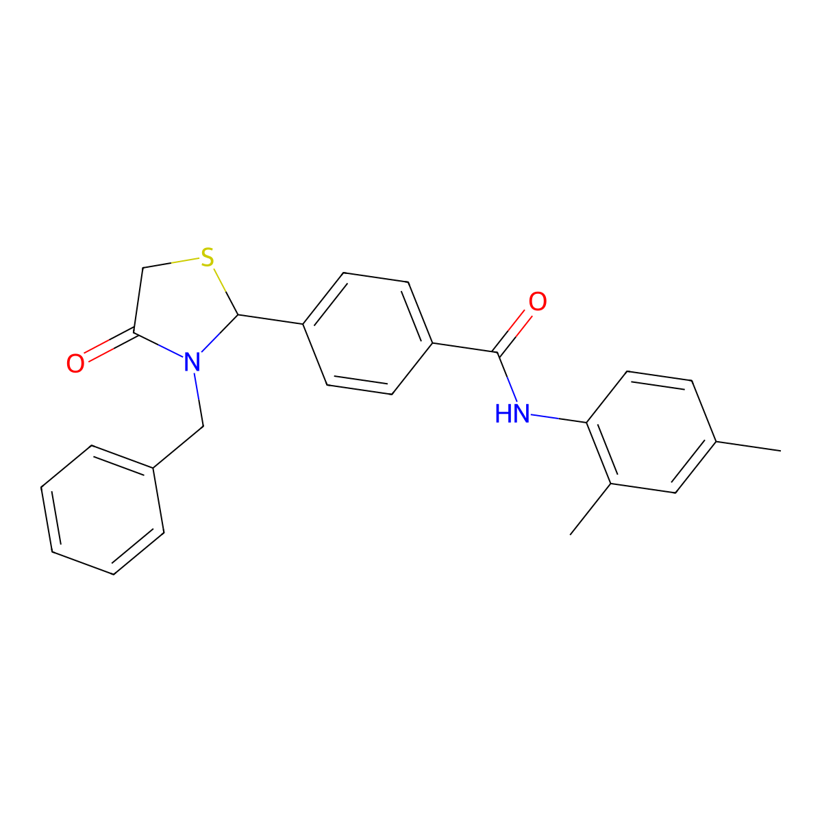 4-(3-benzyl-4-oxo-1,3-thiazolidin-2-yl)-N-(2,4-dimethylphenyl)benzamide molecular structure, CAS 331427-36-2
