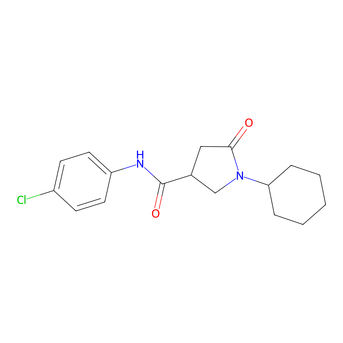 N-(4-chlorophenyl)-1-cyclohexyl-5-oxopyrrolidine-3-carboxamide molecular structure, CAS 331428-02-5