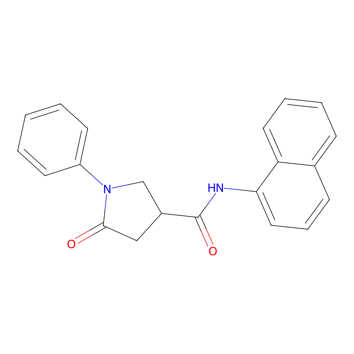 N-naphthalen-1-yl-5-oxo-1-phenylpyrrolidine-3-carboxamide molecular structure, CAS 331428-24-1