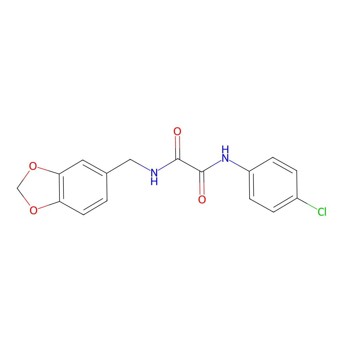 N-(1,3-benzodioxol-5-ylmethyl)-N'-(4-chlorophenyl)oxamide molecular structure, CAS 331428-33-2
