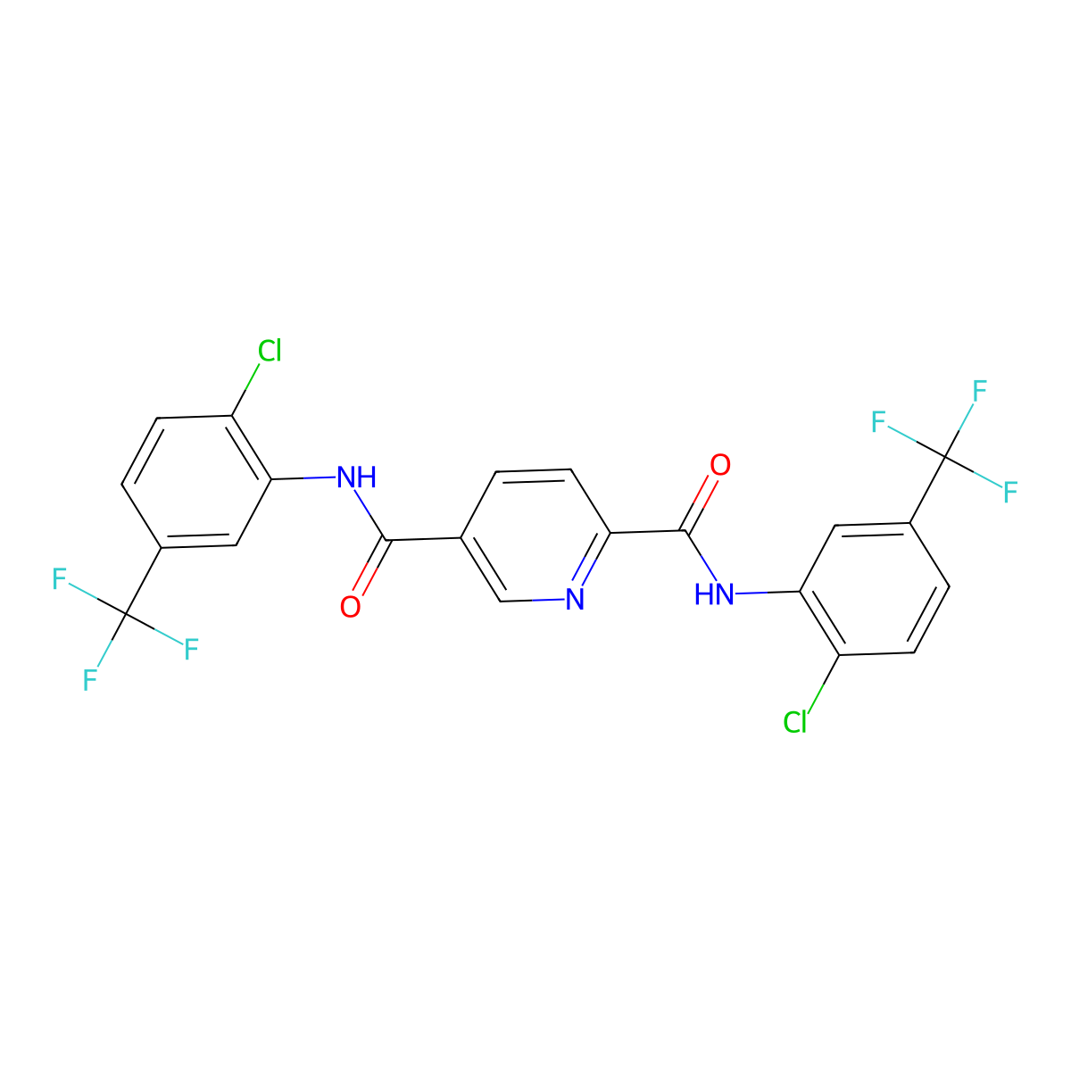 N,N'-bis[2-chloro-5-(trifluoromethyl)phenyl]pyridine-2,5-dicarboxamide molecular structure, CAS 331429-73-3