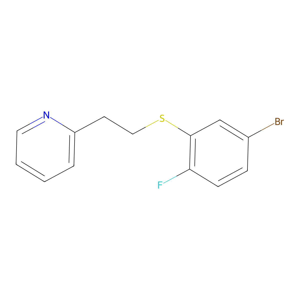 2-[2-(5-Bromo-2-fluorophenyl)sulfanylethyl]pyridine molecular structure, CAS 331430-15-0