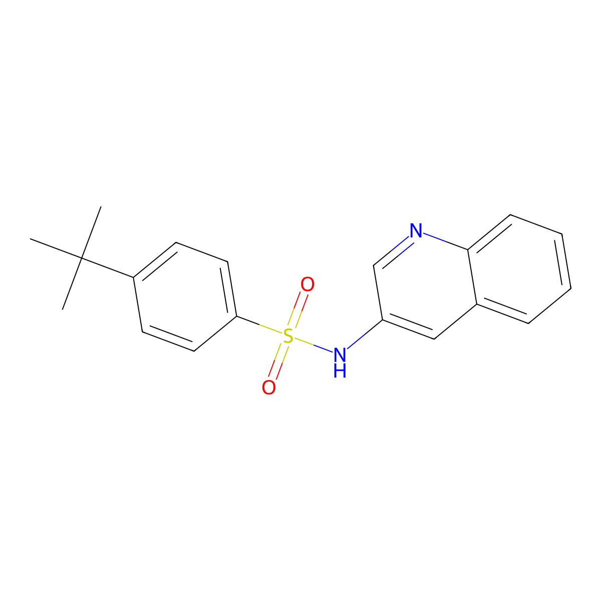 4-tert-butyl-N-quinolin-3-ylbenzenesulfonamide molecular structure, CAS 331430-16-1