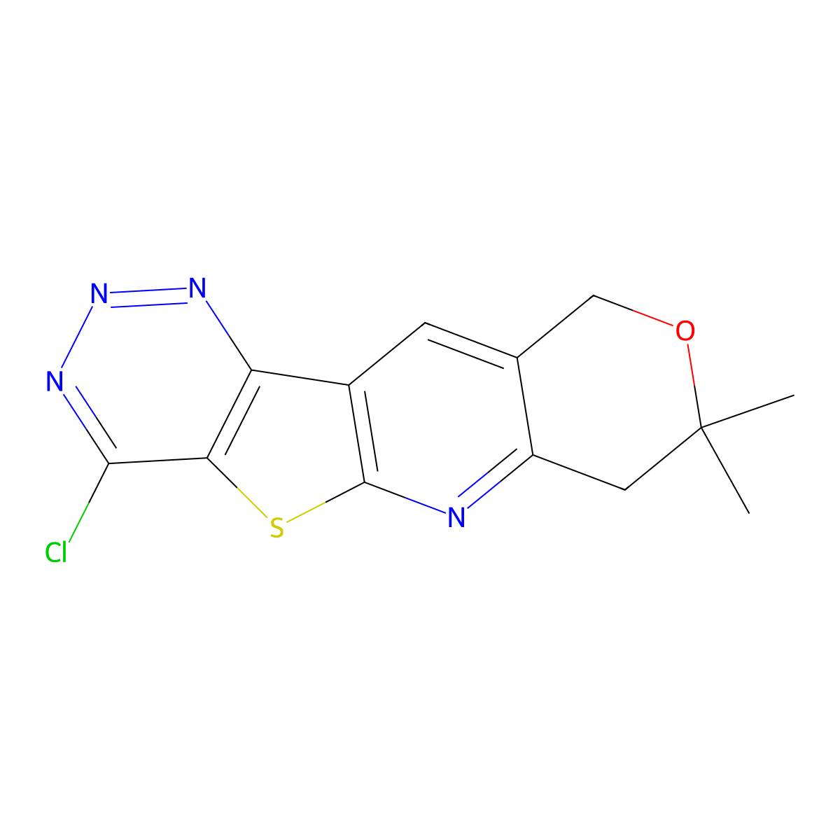 4-chloro-8,8-dimethyl-7,10-dihydro-8H-pyrano[3'',4'':5',6']pyrido[3',2':4,5]thieno[3,2-d][1,2,3]triazine molecular structure, CAS 331430-43-4