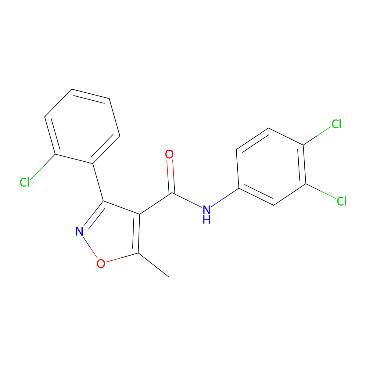 3-(2-chlorophenyl)-N-(3,4-dichlorophenyl)-5-methyl-1,2-oxazole-4-carboxamide molecular structure, CAS 331430-68-3