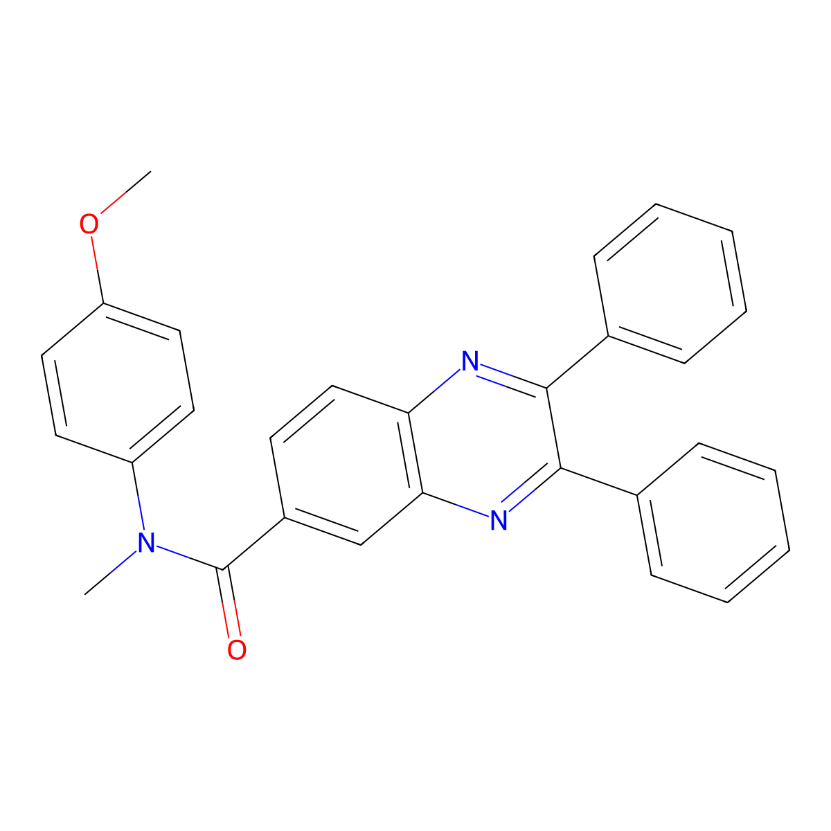N-(4-methoxyphenyl)-N-methyl-2,3-diphenyl-6-quinoxalinecarboxamide molecular structure, CAS 331431-90-4