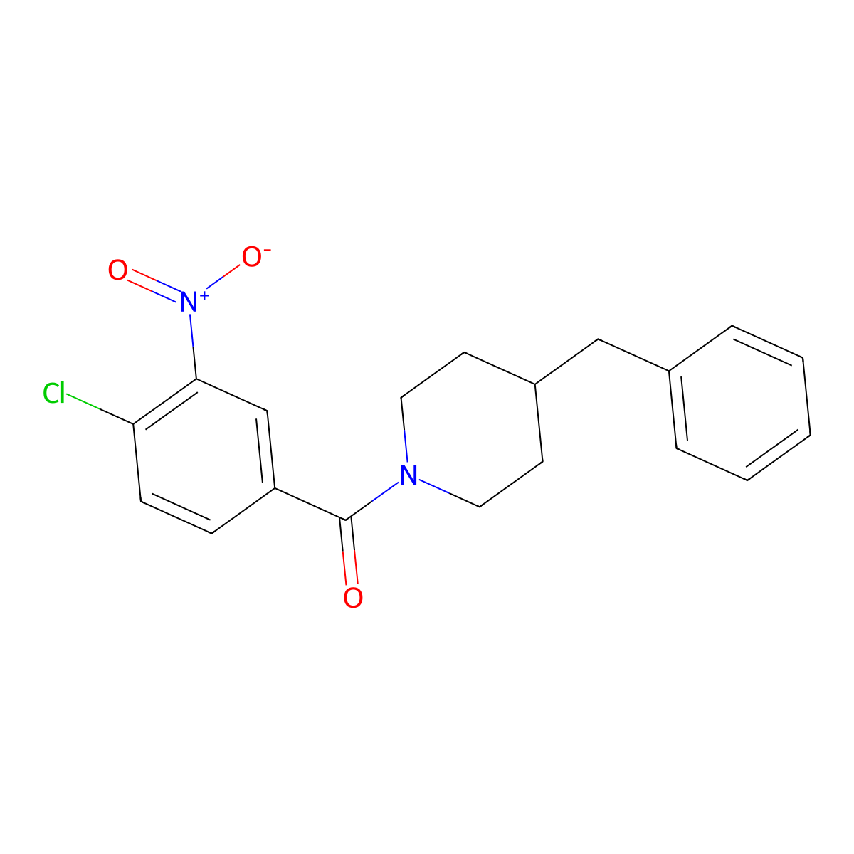 (4-Benzylpiperidin-1-yl)-(4-chloro-3-nitrophenyl)methanone molecular structure, CAS 331434-31-2