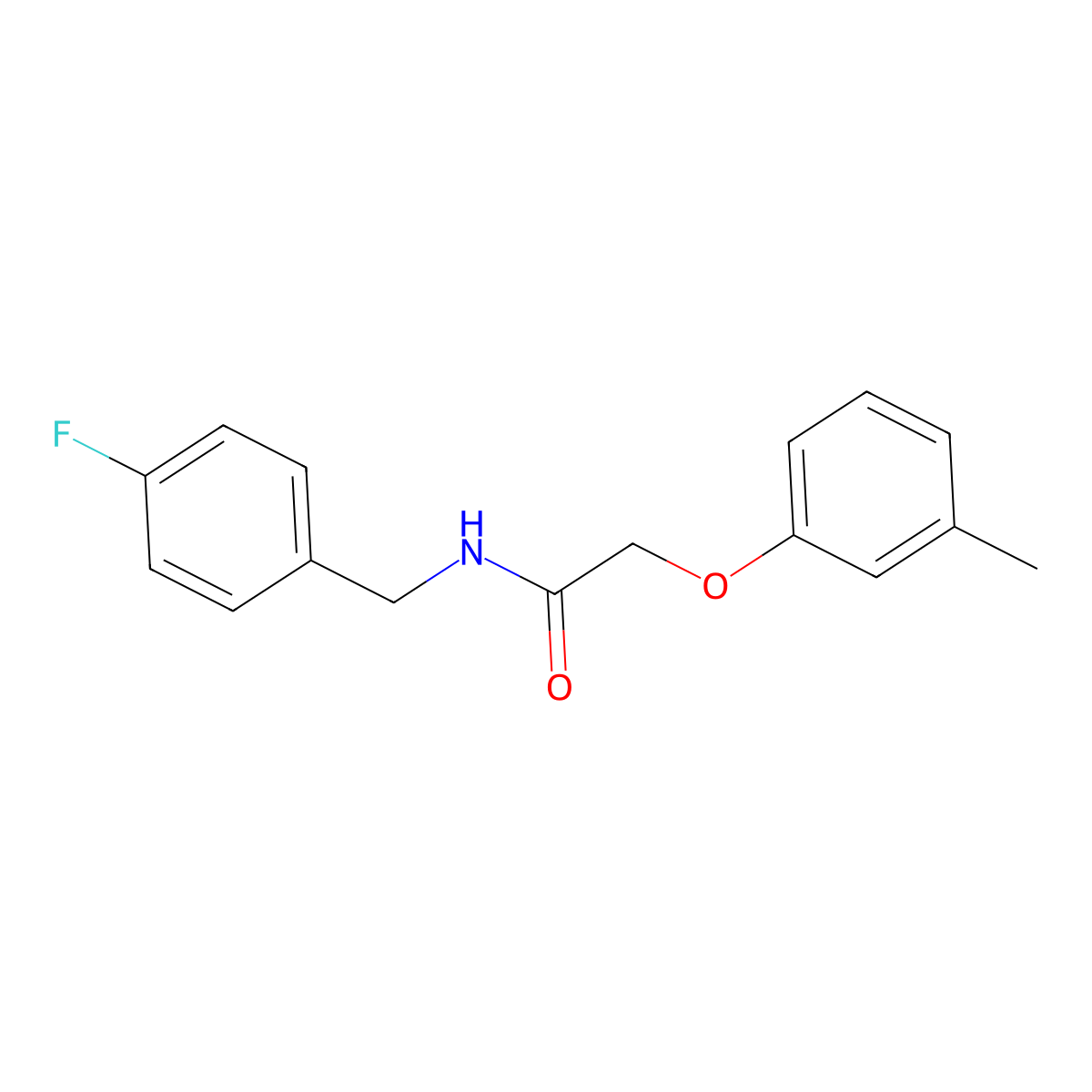 N-[(4-fluorophenyl)methyl]-2-(3-methylphenoxy)acetamide molecular structure, CAS 331434-79-8