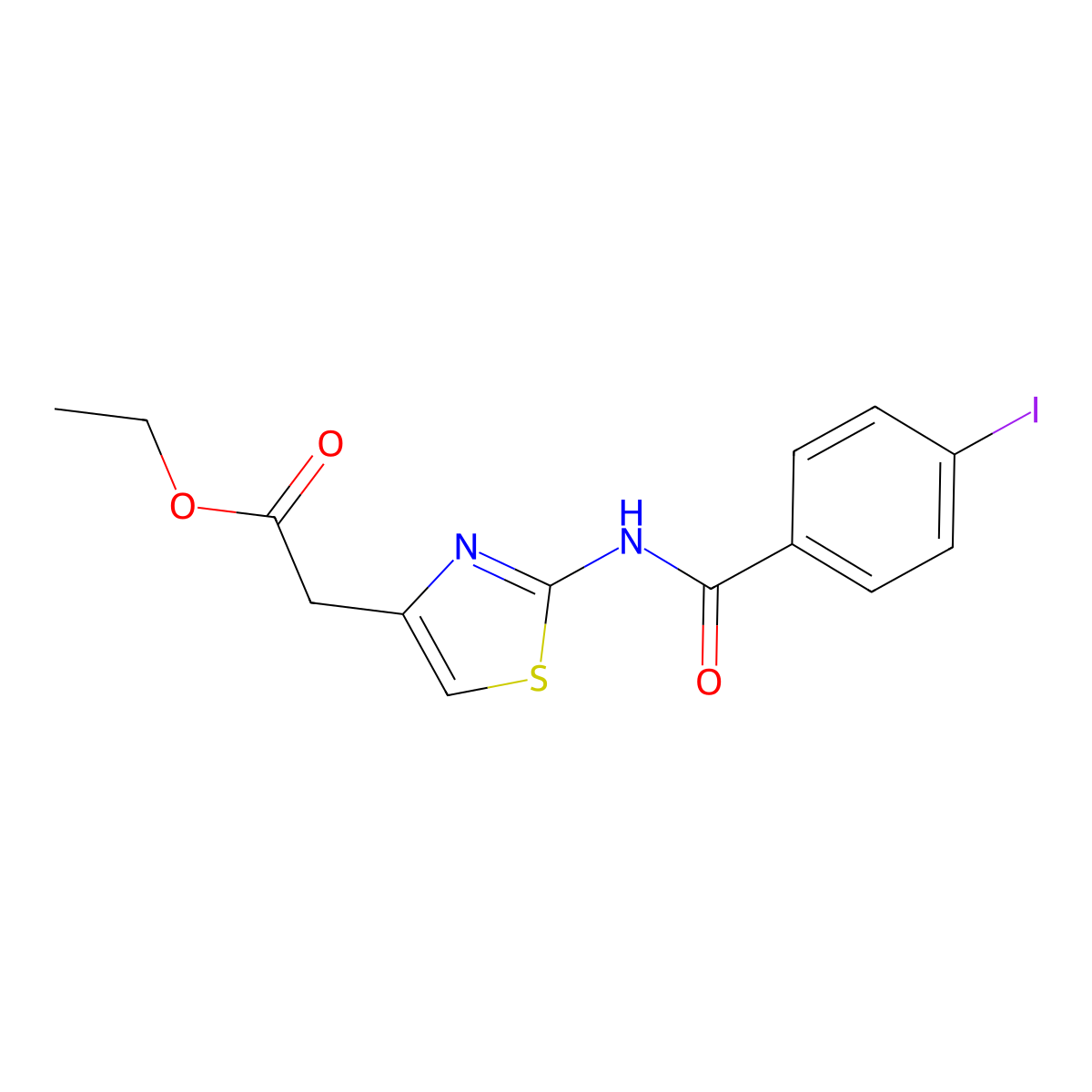 [2-(4-Iodo-benzoylamino)-thiazol-4-yl]-acetic acid ethyl ester molecular structure, CAS 331434-88-9