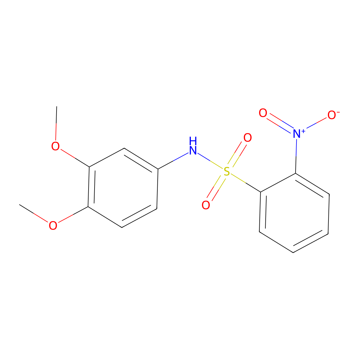N-(3,4-dimethoxyphenyl)-2-nitrobenzenesulfonamide molecular structure, CAS 331435-18-8