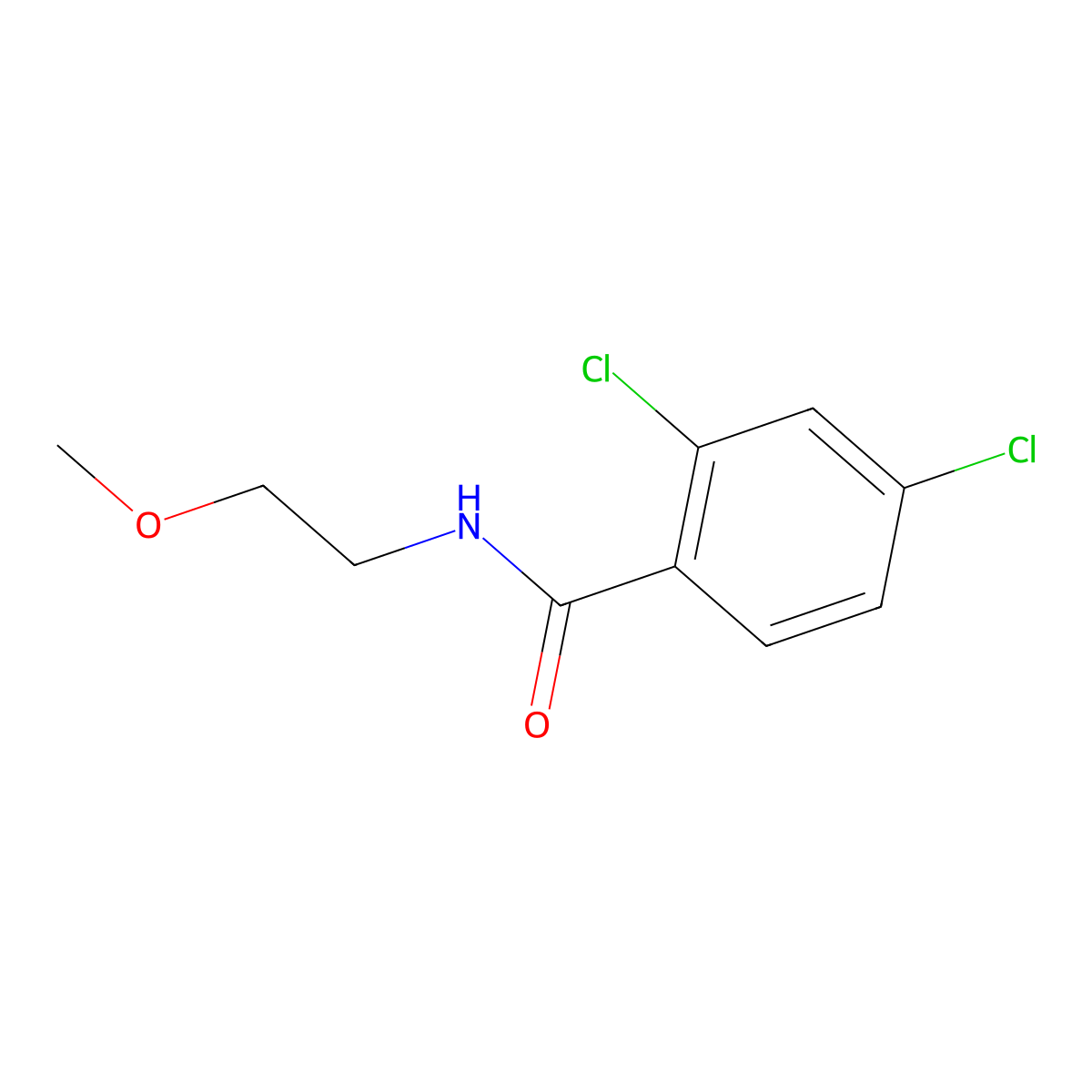 2,4-dichloro-N-(2-methoxyethyl)benzamide molecular structure, CAS 331435-25-7