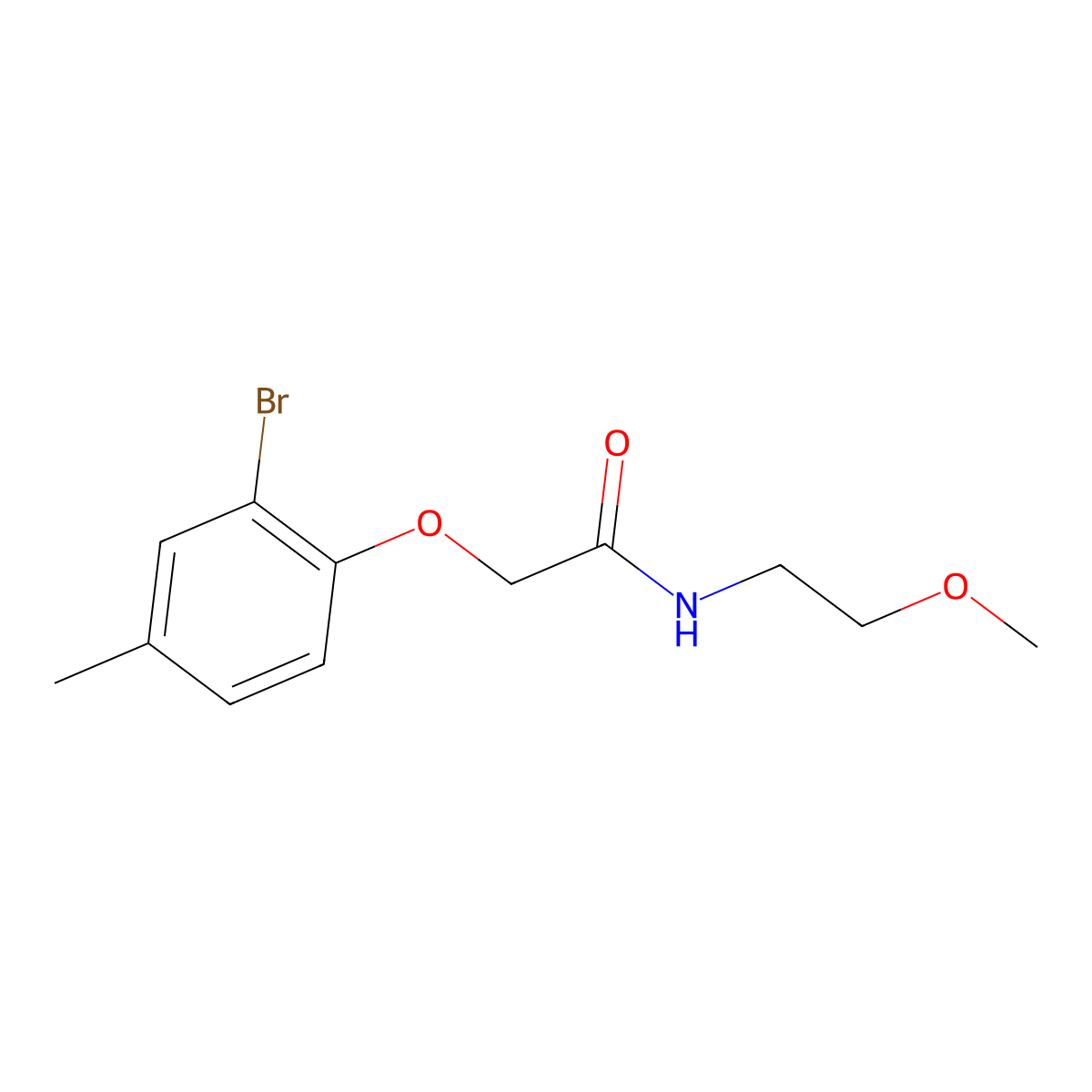 2-(2-bromo-4-methylphenoxy)-N-(2-methoxyethyl)acetamide molecular structure, CAS 331435-31-5
